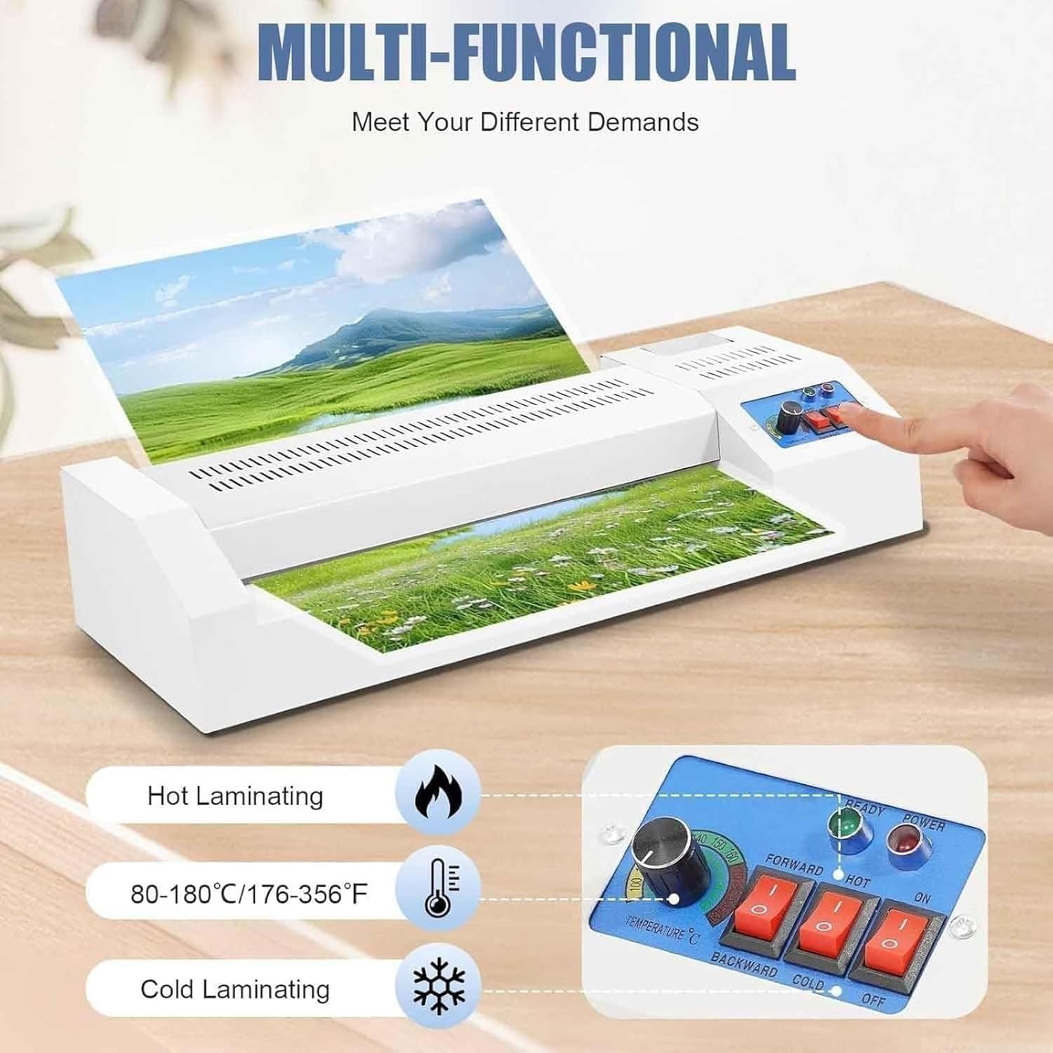 Macchina for laminazione a rulli caldi e freddi da 600 W,plastificatrice termica automatica A3/A4,plastificatrice a rulli termici da 320 mm con temperatura regolabile da 100 a 200 °C,uso commerciale