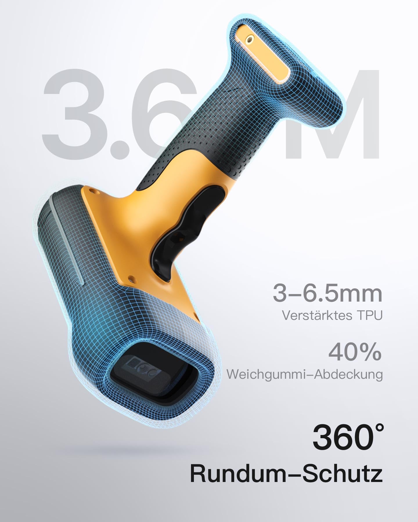 Inateck BCST-75S Industrial 2D Barcode Scanner Kabellos, IP67, 2600mAh Akku