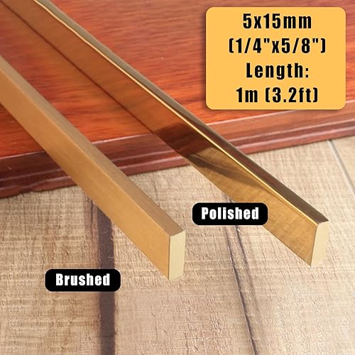 Miniatura 6 de ARCVOX Tiras de transición de pisos de madera a azulejos, barras de tira de borde de latón, tira de transición de umbral pulidocepillado, tira de