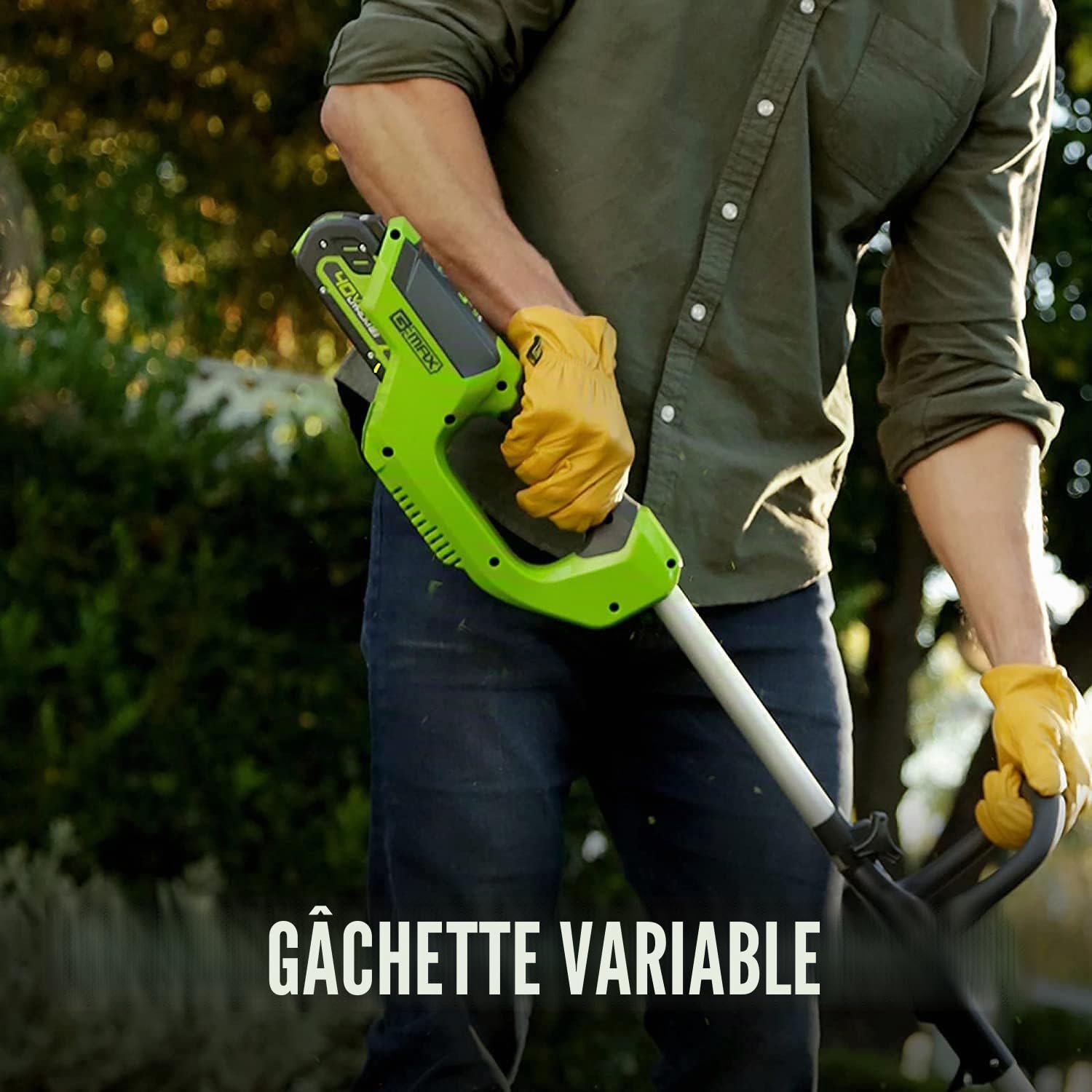 Greenworks G40LM41K2X Tondeuse à Gazon sans Fil pour Pelouses Jusqu'à 500m², Largeur de Coupe 41 cm, Sac de 50L & G40LTK2 Coupe Bordure sans Fil pour Jardins Moyens, Largeur de Coupe de 30 cm