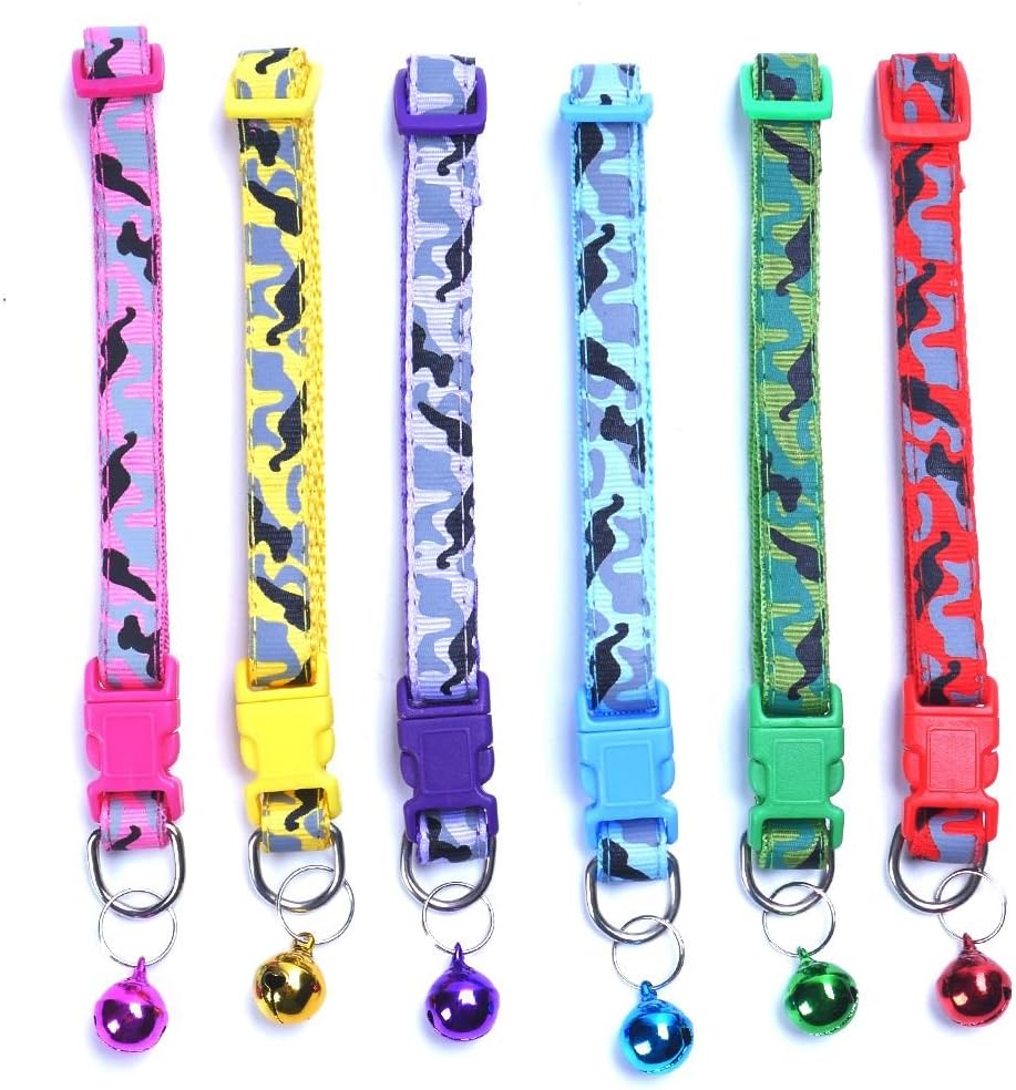 ICYANGDog Collars for Medium Small Dogs Boy Girl Puppy Dog Collars with Bell for Camo Kitten Pet Cat Bulk Adjustable Personalized Dog Collars Safety Soft Nylon Christmas 6 Pieces