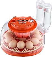 Vista 12 de VEVOR Incubadora de 12 huevos, girador automático de huevos con vela LED, control de temperatura y humedad, ventana transparente de visión de 360°