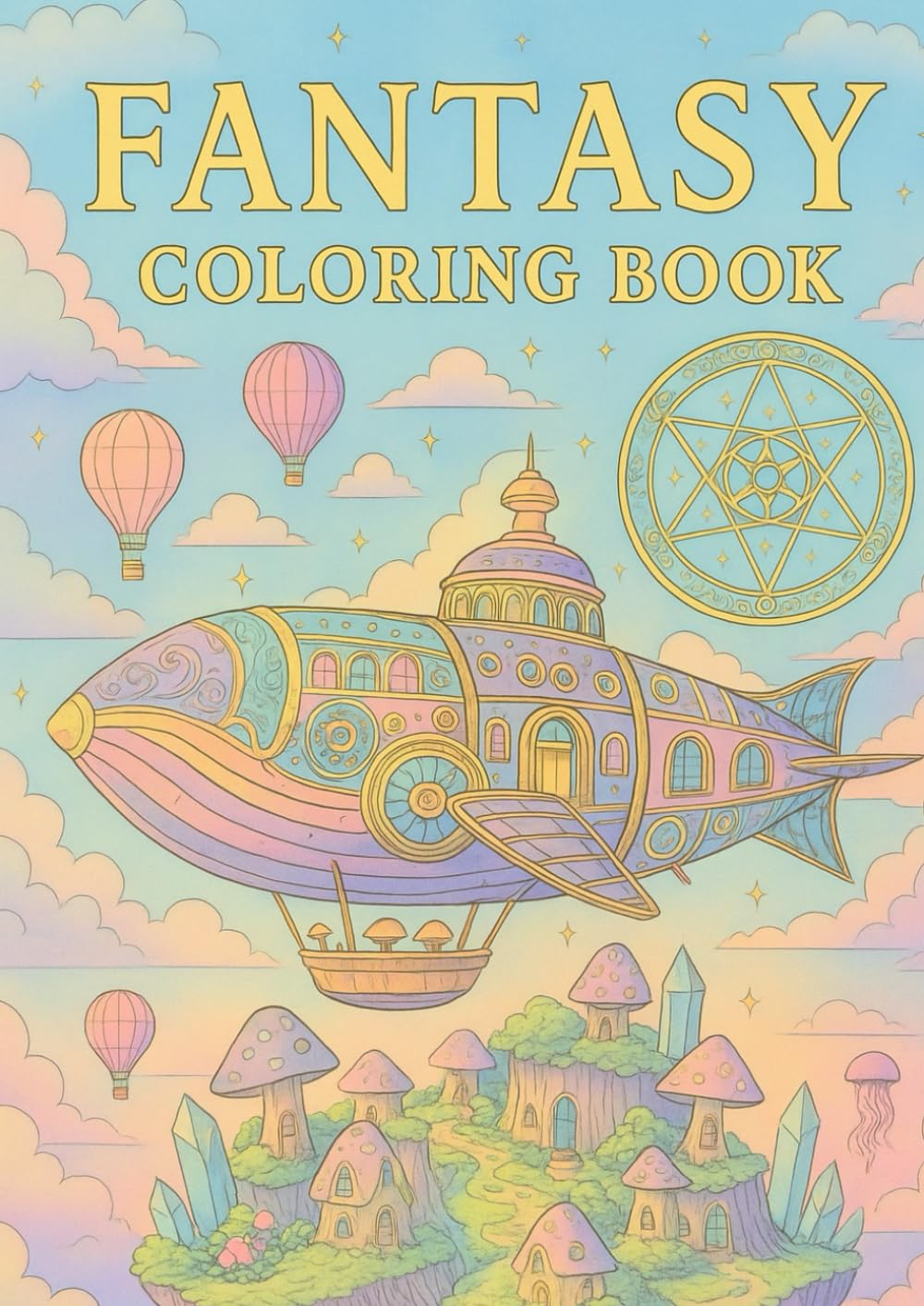 FANTASY COLORING BOOK: Journey to magical worlds in this enchanting fantasy coloring book!