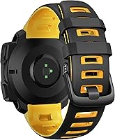 Vista 2 de NotoCity Correa de repuesto de silicona para Garmin Instinct Band compatible con Garmin Instinct 2/Solar/Tactical(negro-amarillo)