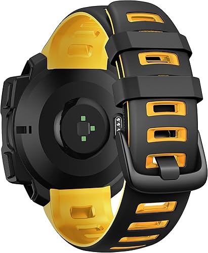Miniatura 2 de NotoCity Correa de repuesto de silicona para Garmin Instinct Band compatible con Garmin Instinct 2SolarTactical(negro-amarillo)