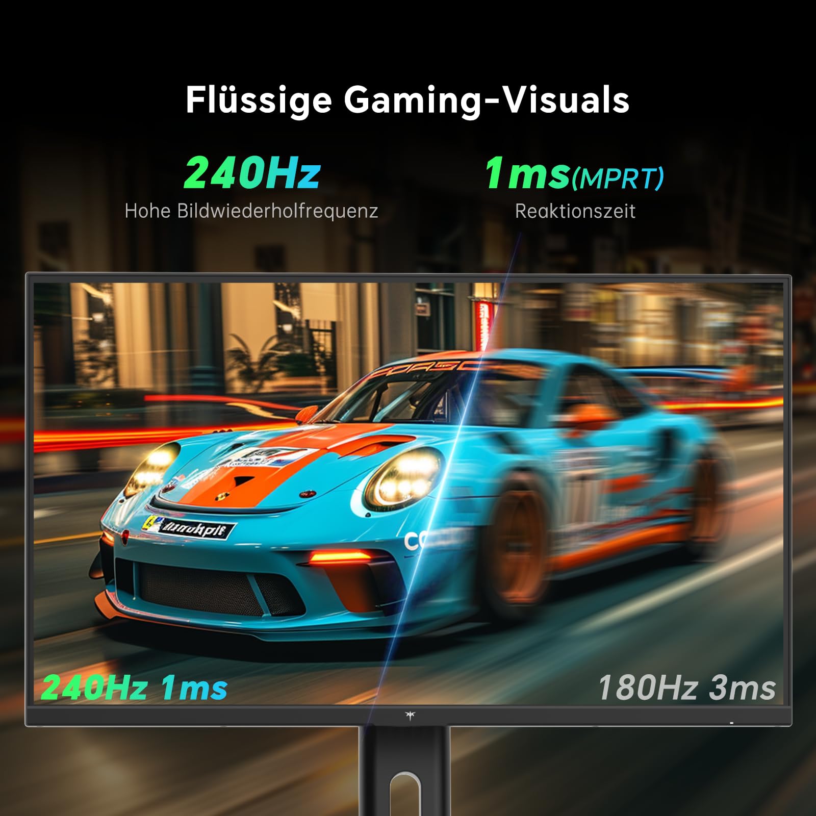 KTC 27 Zoll Gaming Monitor, FHD 1920×1080, 240Hz, Fast IPS, 1ms MPRT, Adaptive Sync, HDR10, 350 cd/m², 99% sRGB, 97% DCI-P3, ΔE<2, Höhenverstellbar, Pivot, VESA, H27F7