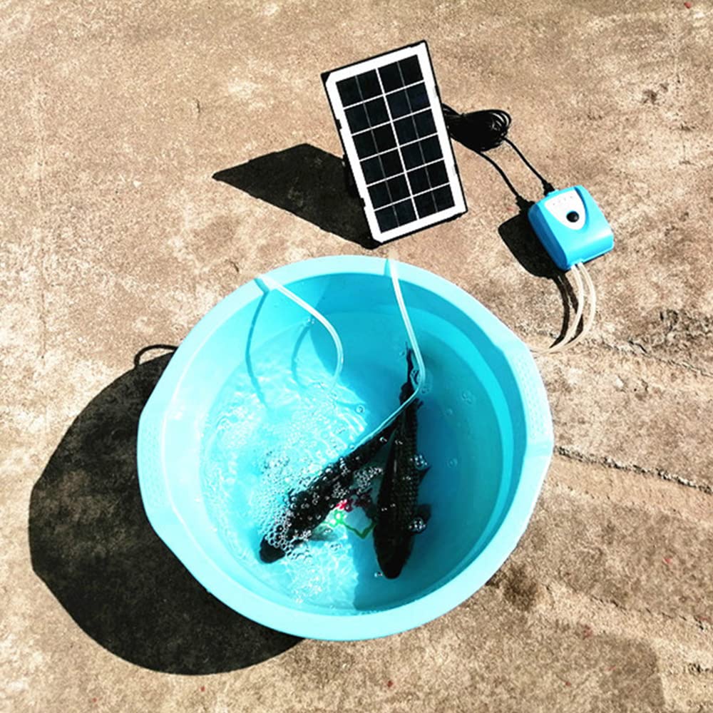 Aoresac 3.5W Solar Teichbelüfter mit 4000mAh Akku und Deutsches Handbuch, USB, Vier 1 M Schläuche, Geeignet für Gartenteiche, Aquarien (Blau)