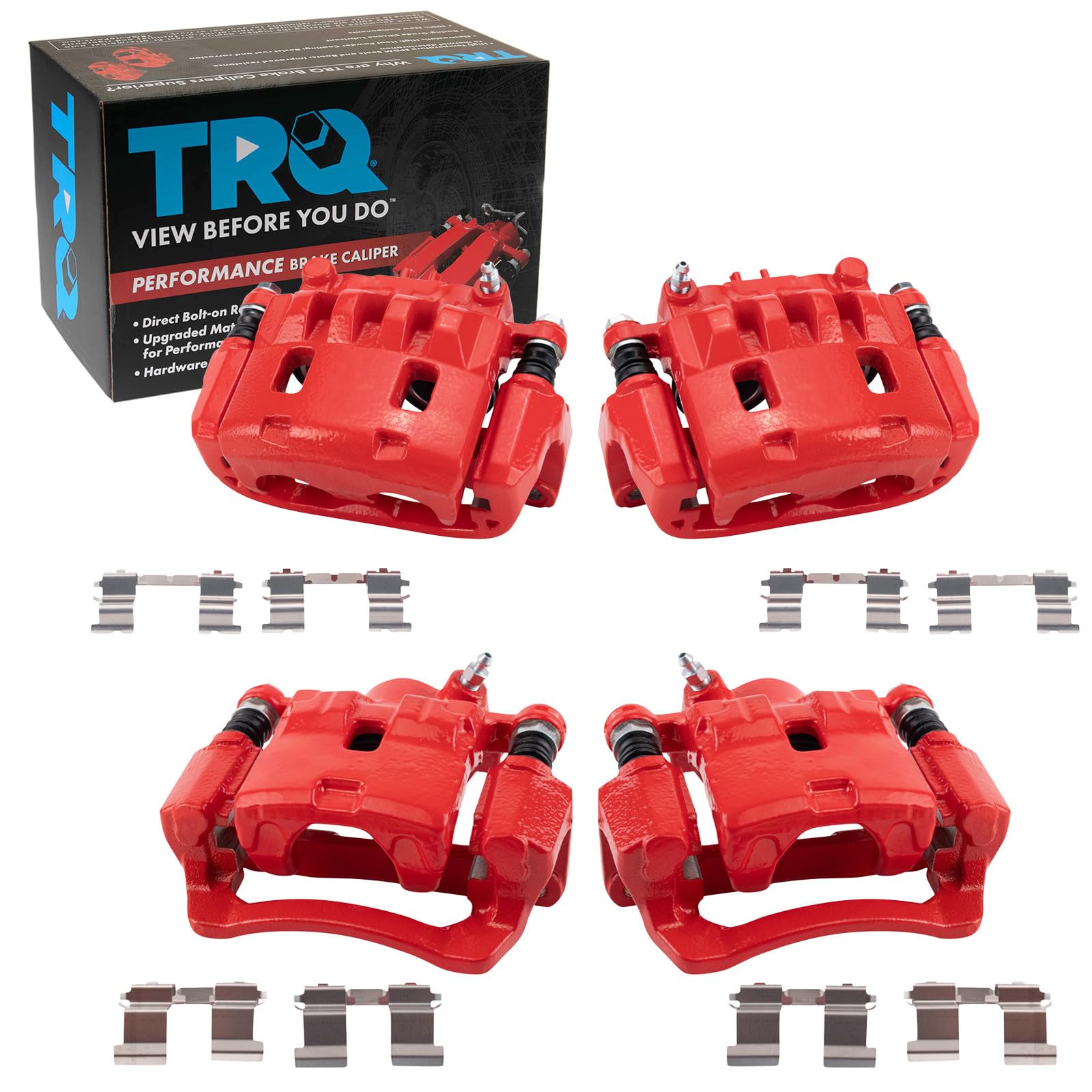 TRQ Performance Front and Rear Brake Caliper Set Brackets Coated Compatible with 2009-2010 Subaru Forester