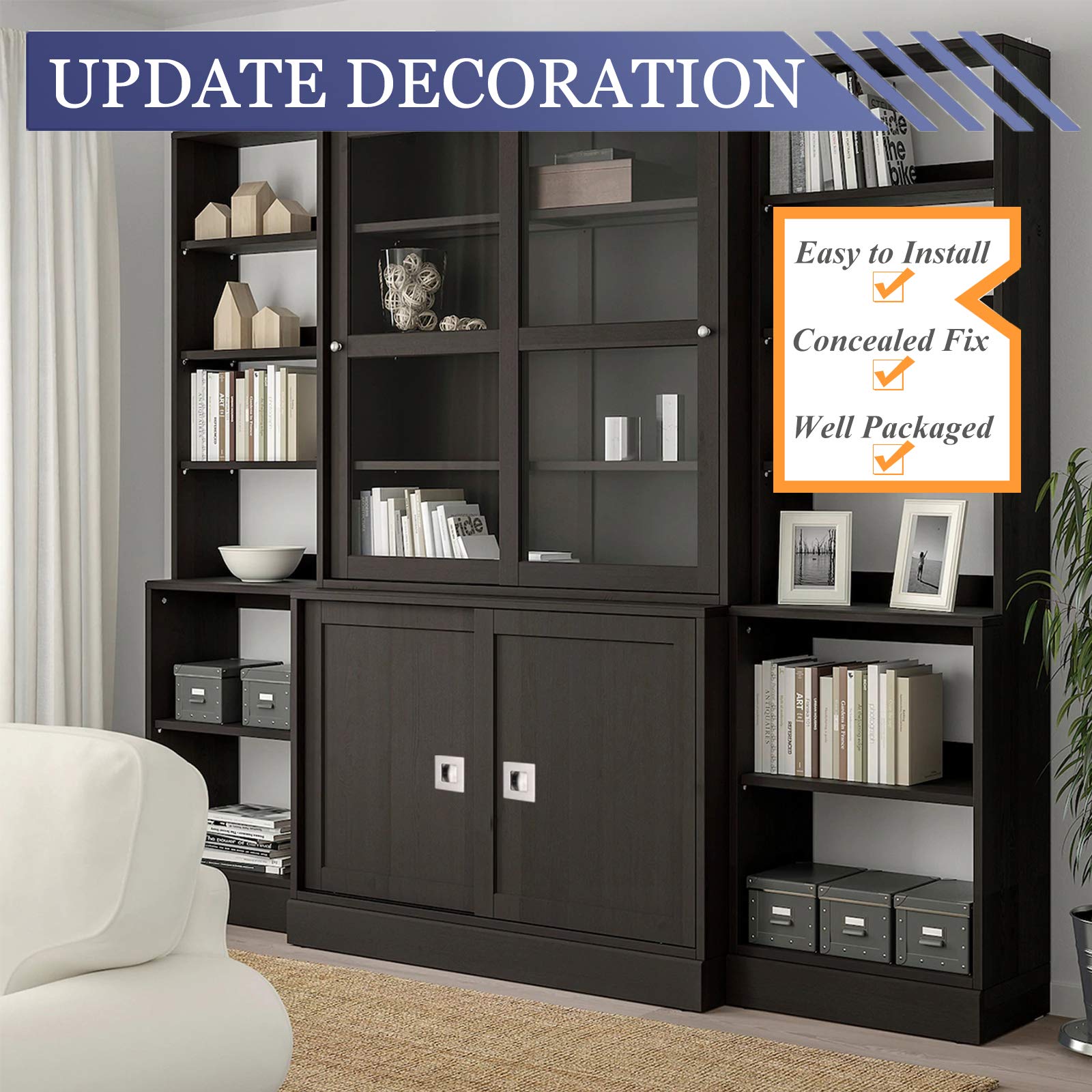 (1 Pack)Probrico Recessed Sliding Door Pull Brushed Nickel Furniture