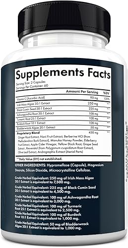 Miniatura 8 de BioSchwartz Aceite de semilla negra de musgo marino Ashwagandha Suplemento de jengibre con cúrcuma berberina HCI bardana vejiga resveratrol saúco