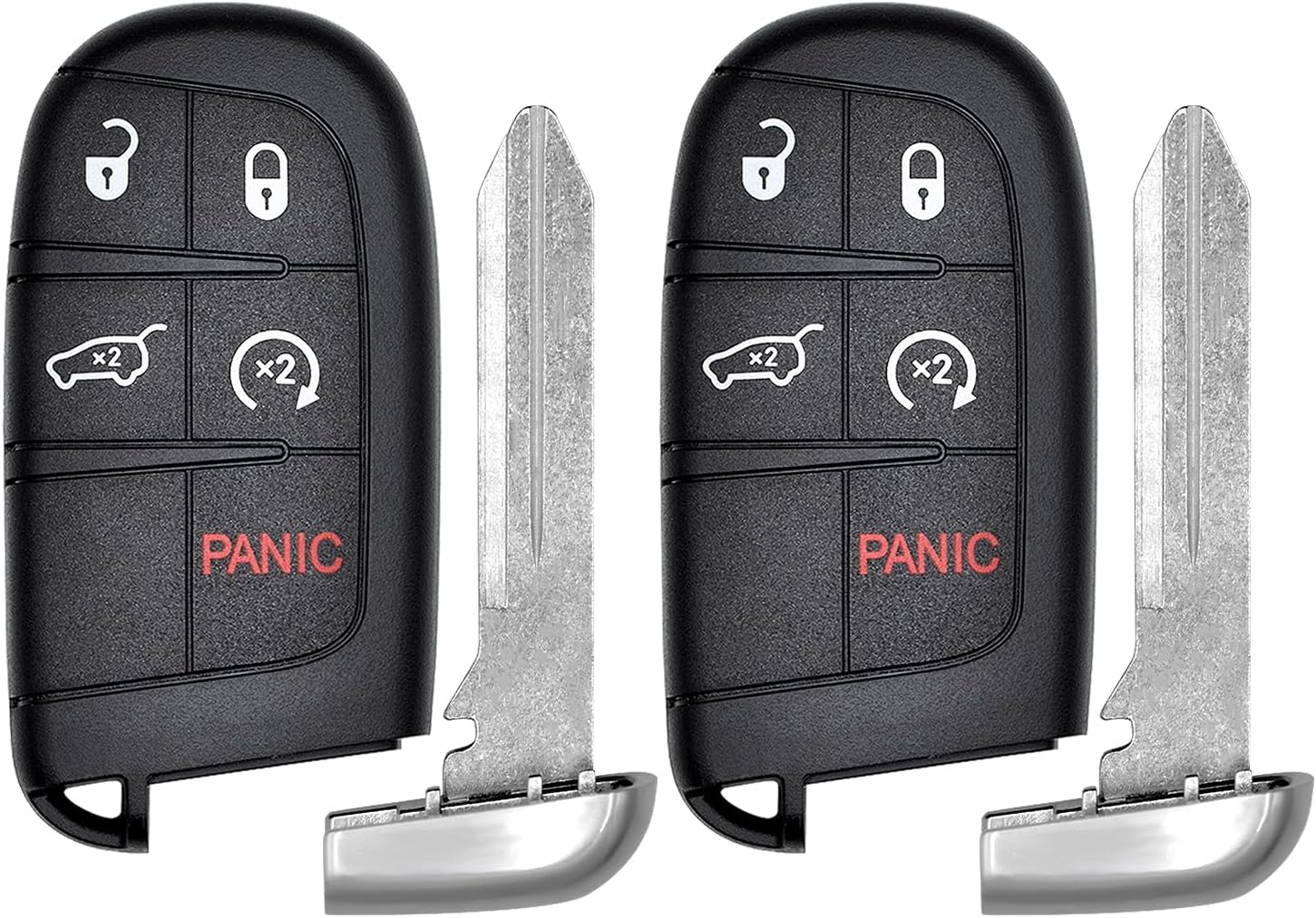 Vurkcy 5-Button Key Fob Replacement for 2014-2022 Jeep Grand Cherokee, 433 MHz, Plastic + Metal, 2Pcs