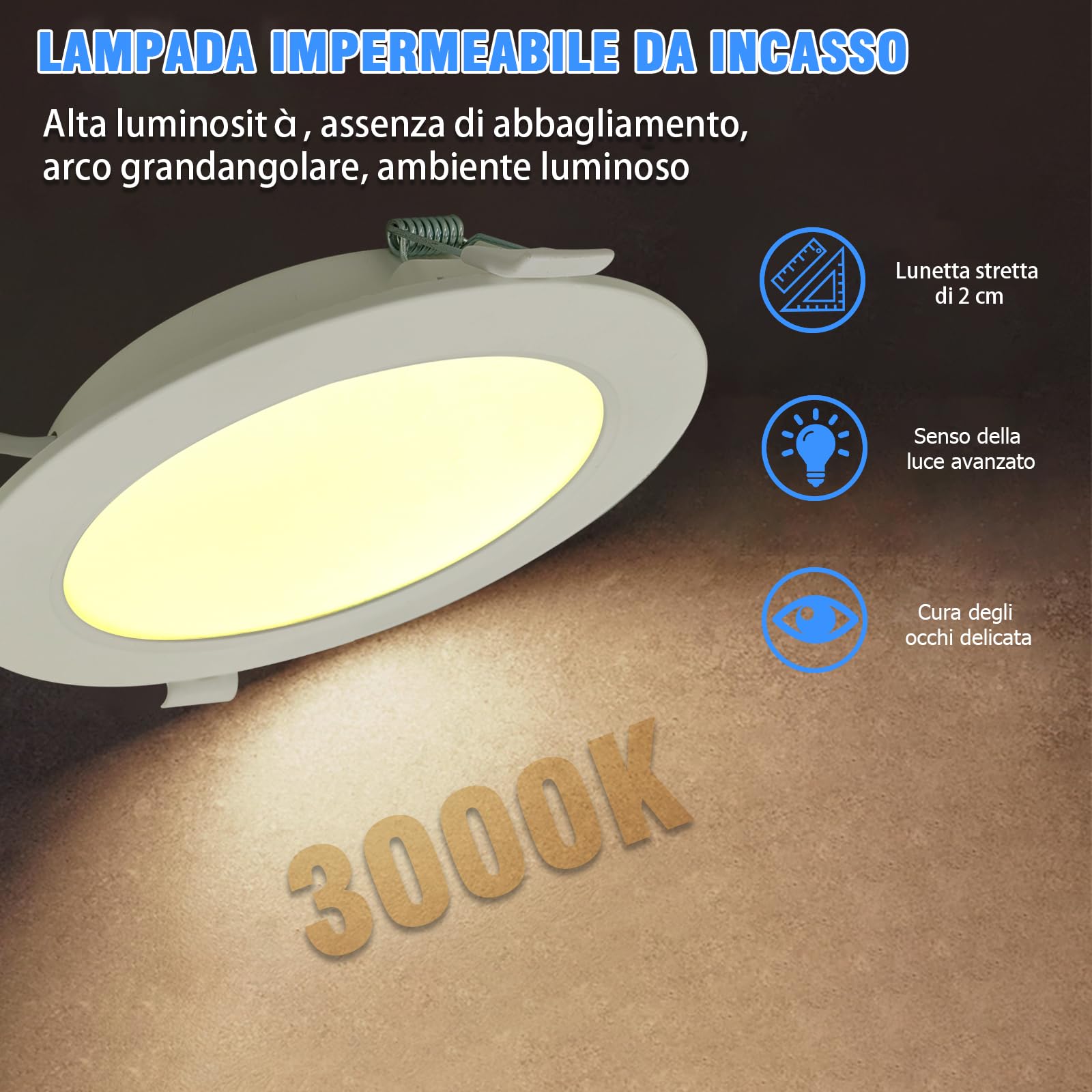 WeshLMPO Faretti Led da Incasso per Cartongesso, Bianco Caldo 3000K Faretti Led Soffitto 4W 350 Lumen, IP44 AC 220-240V Faretto Led Interno Ultrasottili 25mm, Set di 6