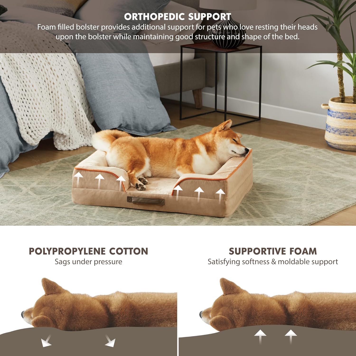 Friends Forever Letto ortopedico per cani, letto per cani con memory foam e fodera rimovibile e lavabile, grigio Ally, 28 x 23 x 6,5 cm