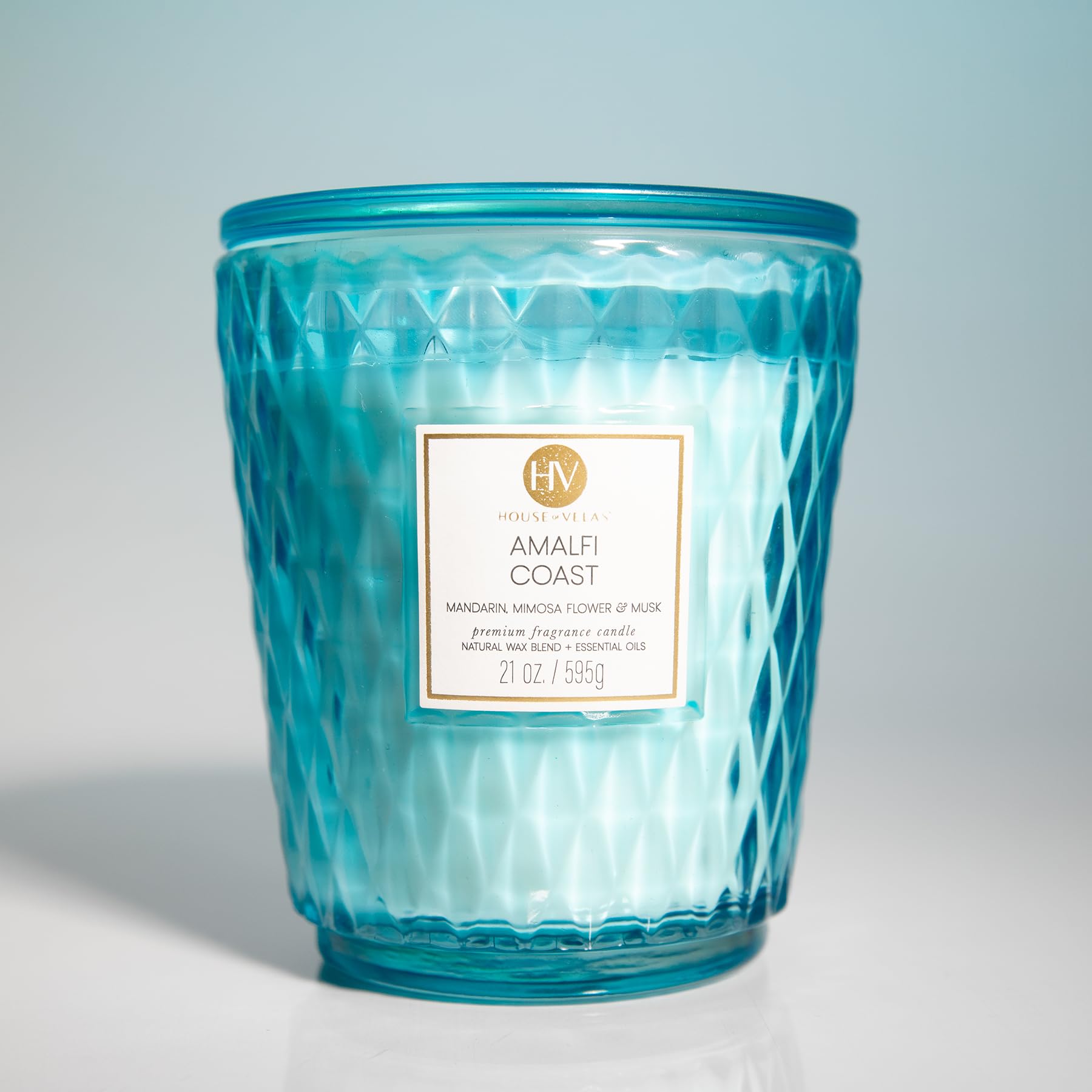 House of Velas Diamante Candle Collection, 595 g, 3 bawełniane knoty, wybrzeże Amalfi, duży szklany słoik