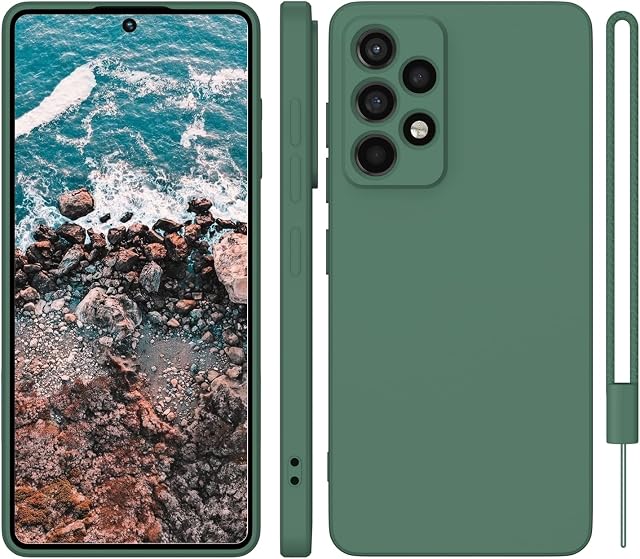 ORDA Samsung Galaxy A53 Case Silicone Soft Gel Rubber Case Cover Slim Anti-Scratch Phone Case for Samsung Galaxy A53 5G 6.5'' Dark Green