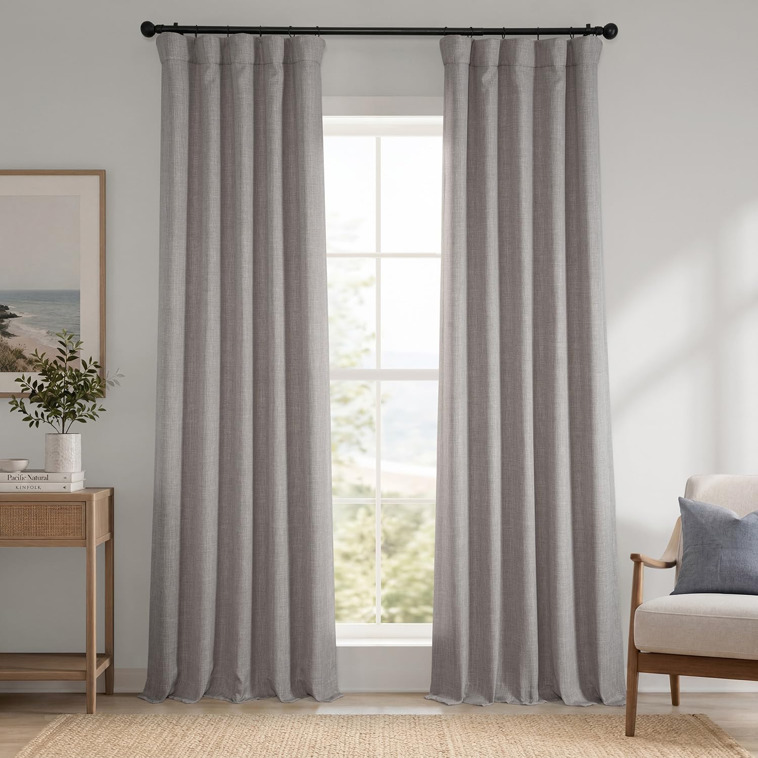 HPD Half Price Drapes Verdunkelungsvorhänge aus Leinenimitat, 274 cm lang, luxuriöse Leinenvorhänge für Schlafzimmer und Wohnzimmer (1 Paneel), 127 x 274 cm, Ton