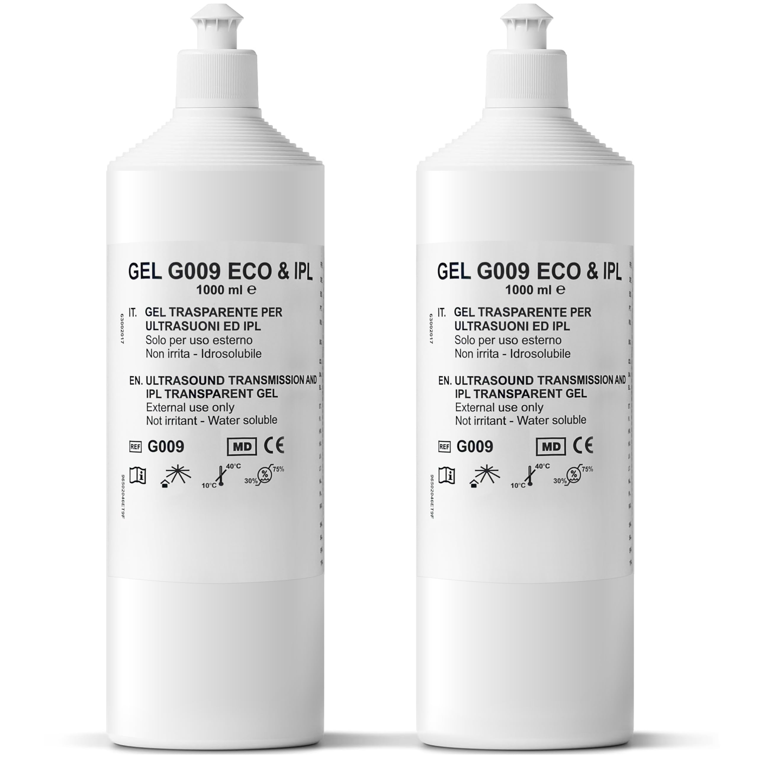 Gel ECO e IPL Conduttore Trasparente, Ultrasuoni Ecografia ECG Luce Pulsata, Ipoallergenico (2 flaconi da 1000 ml)