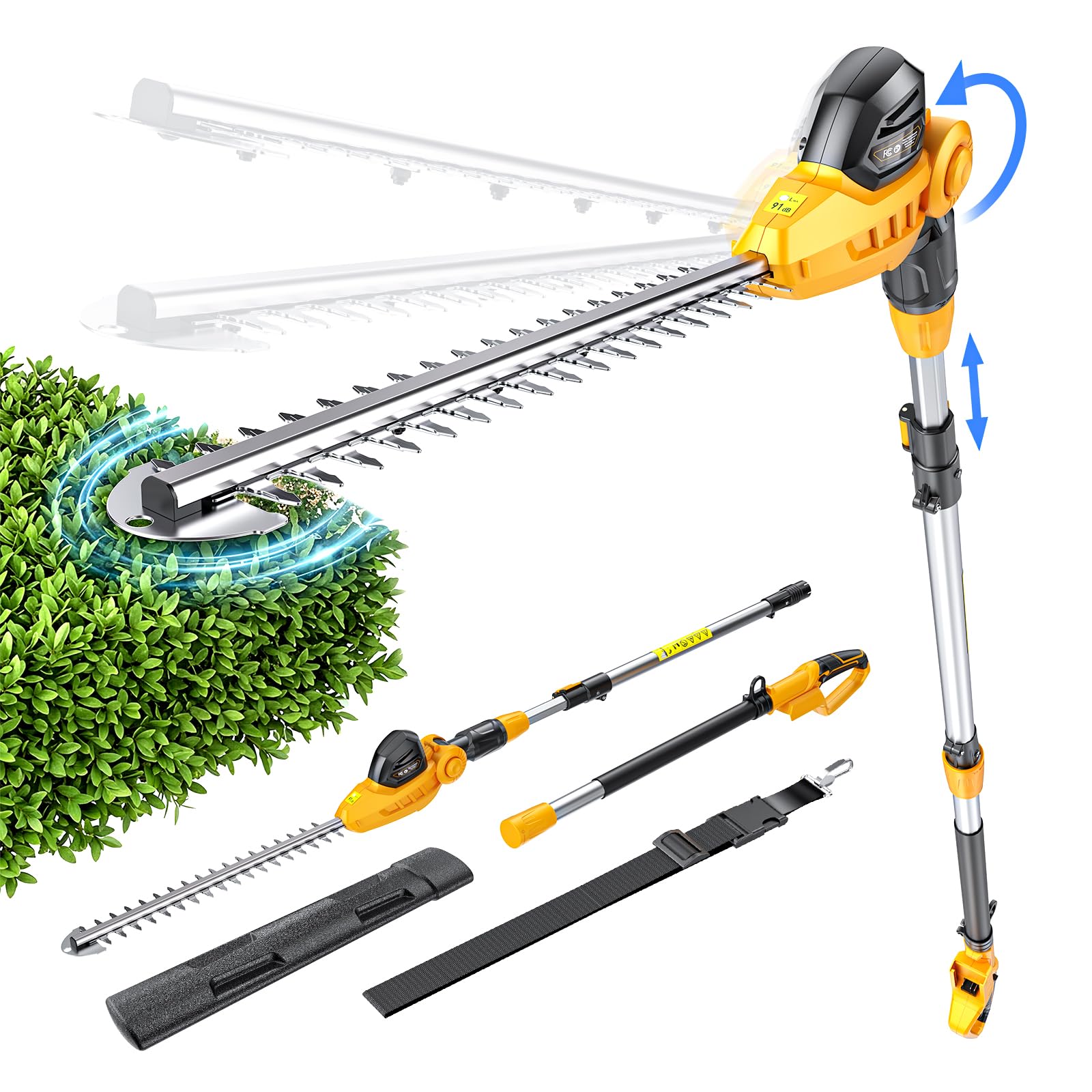 Ecarke Pole Hedge Trimmer Cordless Compatible with DeWalt 20V (Tool Only)