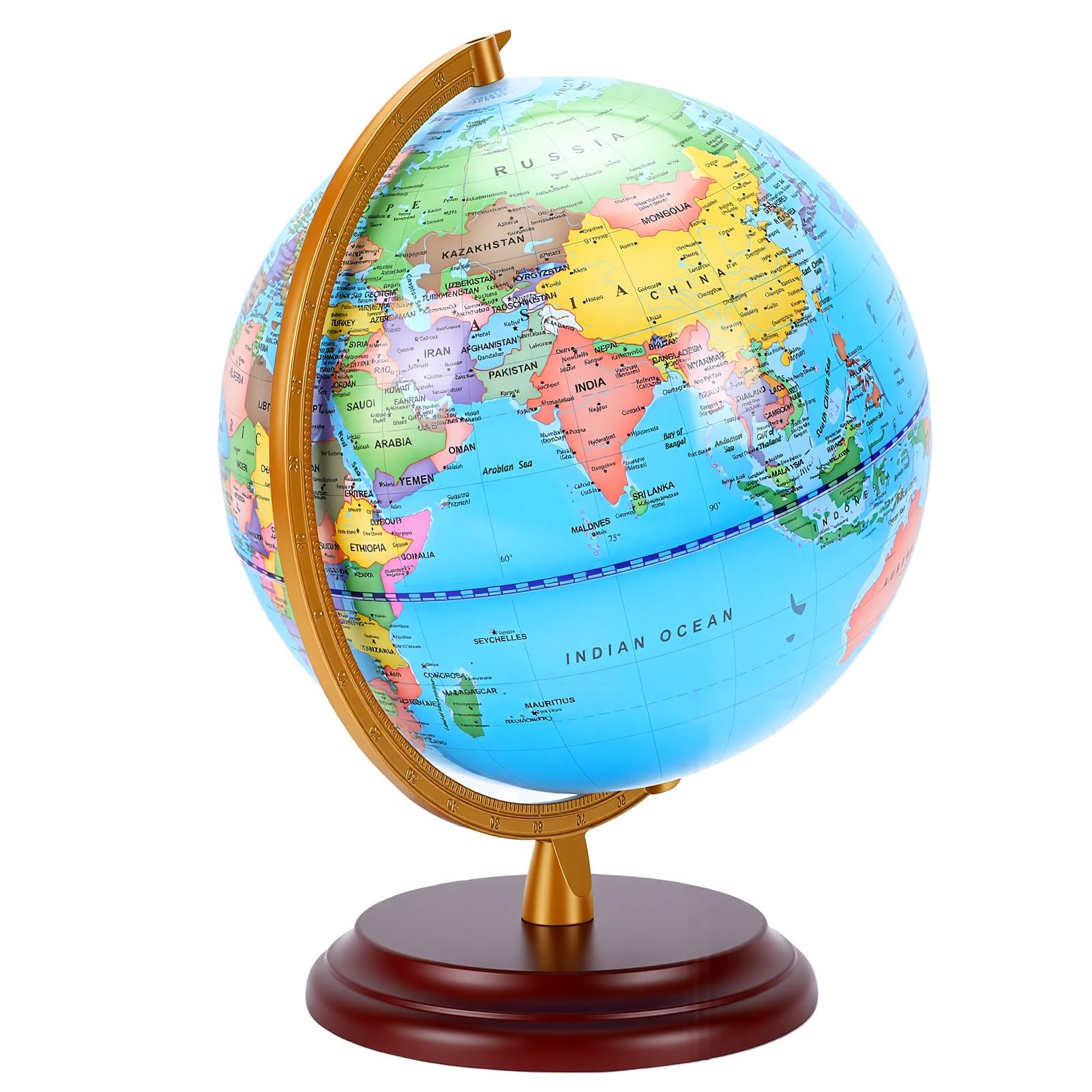 Annadue Mappamondo Educativo per Bambini Mappamondo da Tavolo Girevole da 9,8 Pollici con Supporto, Strumento di Apprendimento Interattivo per Decorazioni di Geografia Politica per Studio in Ufficio