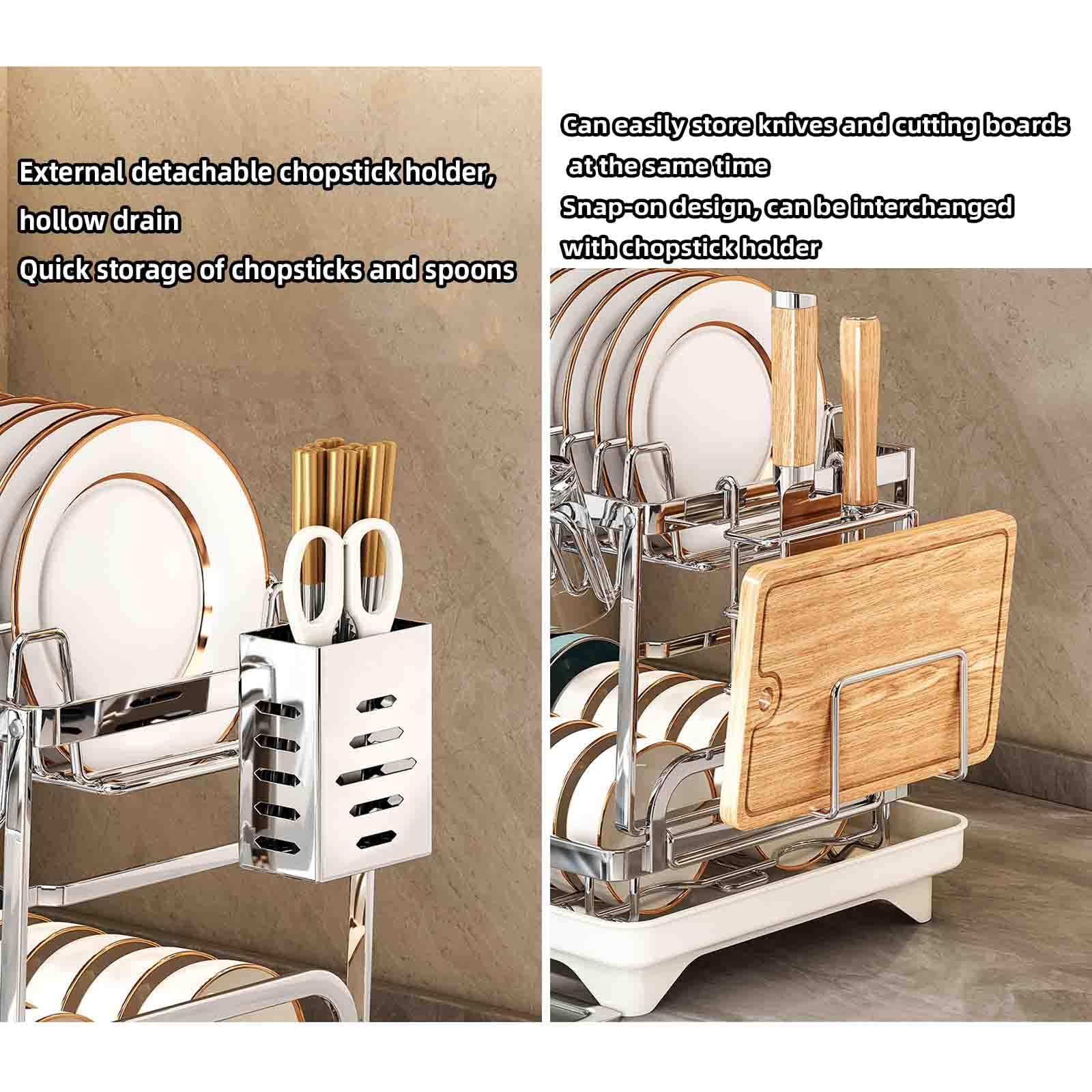Abtropfgestell Geschirr Geschirrabtropfgestell Dish Rack Geschirrständer Abtropfhalter Ständer Geschirrablage Abtropfschale Abtropfständer Geschirrkorb Besteckkorb Edelstahl (Silver,43.5x30x22cm)
