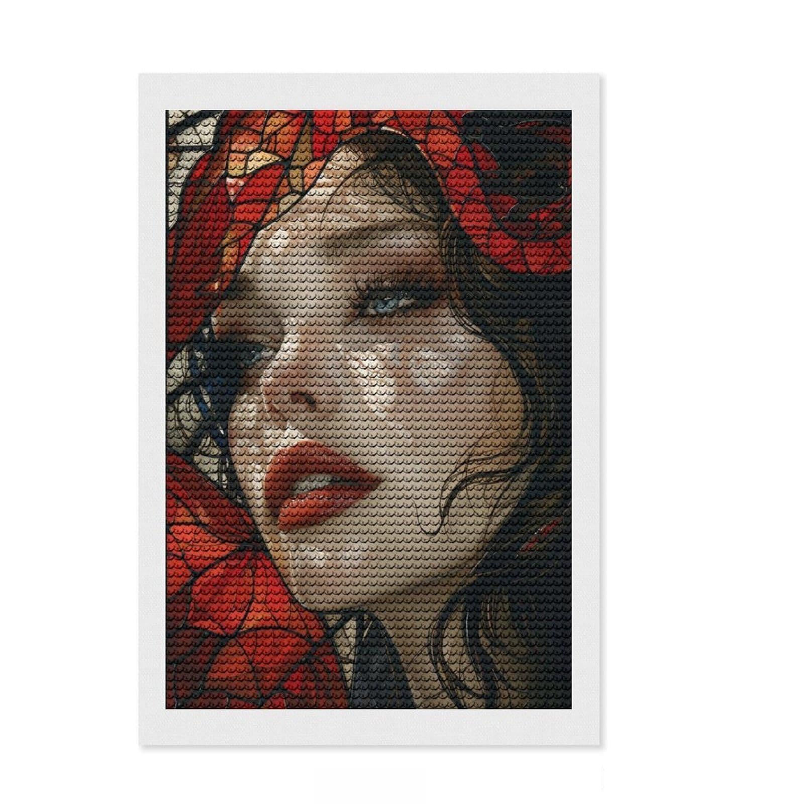 Junmoney Enigmatic Beauty Diamond Painting Set 8"x12", for Family Craft Time, Sparkling Round Gems, Christmas Gift, Bedroom Decor