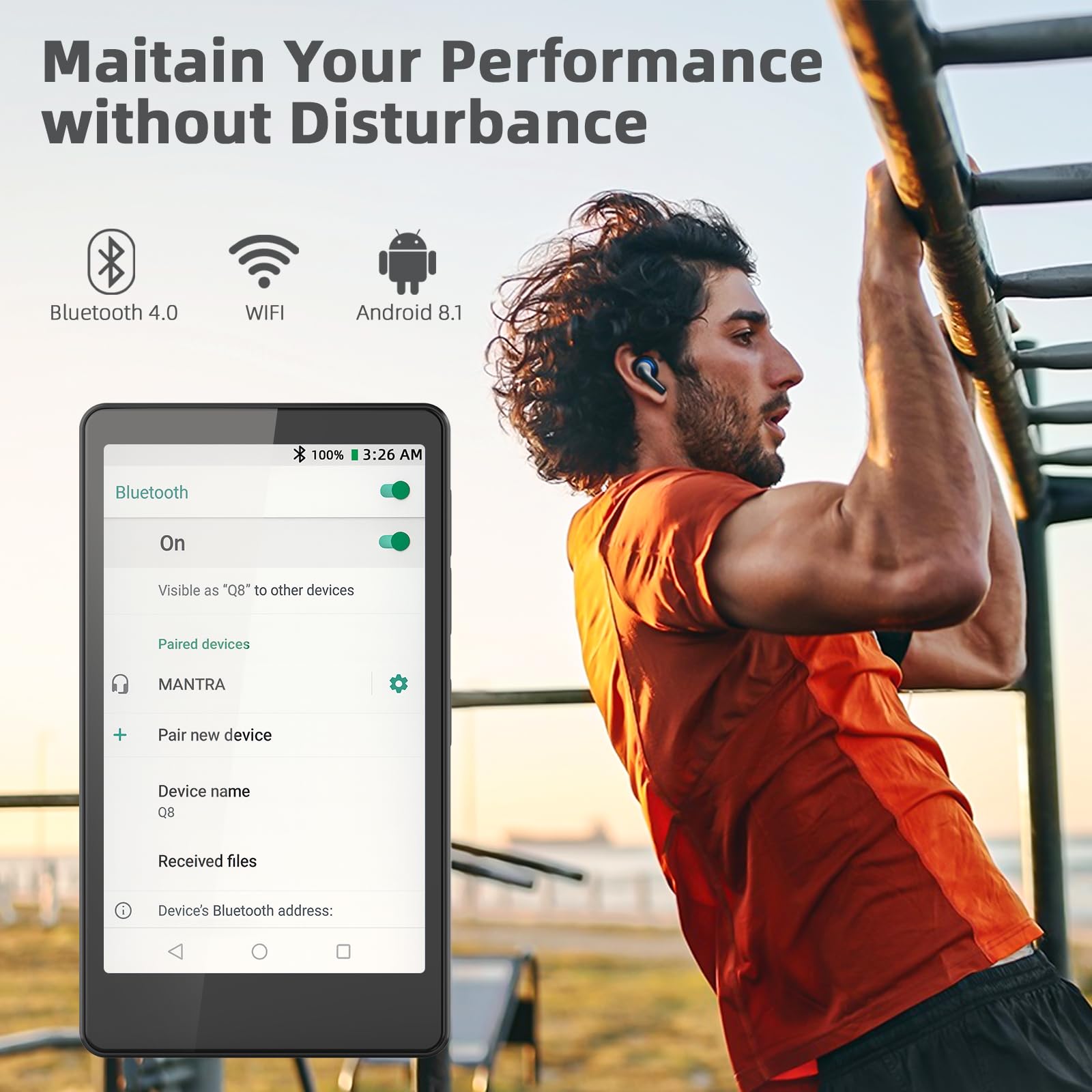 Reproductor MP3, reproductor de música de 64 GB con Bluetooth