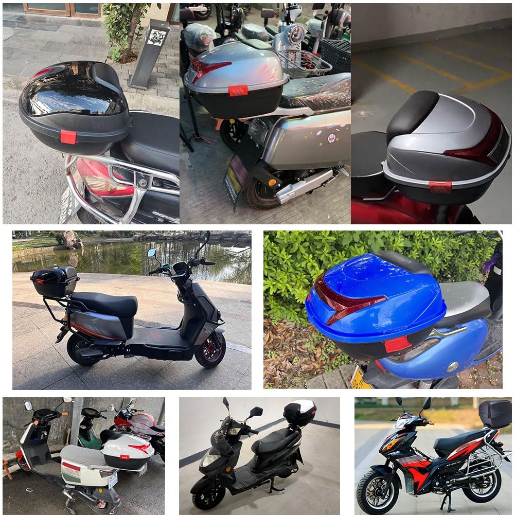 Generic 35L Top Case Moto avec Serrure de Sécurité, Top Case Scooter Imperméable en ABS, Coffre de Moto, Coffres de Bagages pour Moto Scooter (Color : Blanc)