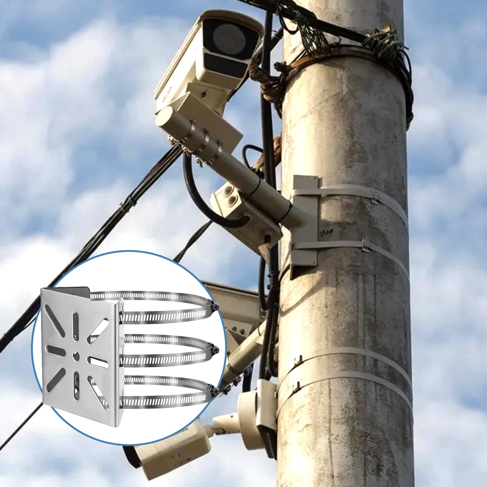 Staffa Per Telecamera Da Palo - 2 Set In Acciaio Inox, Con Fascette Regolabili, Per CCTV