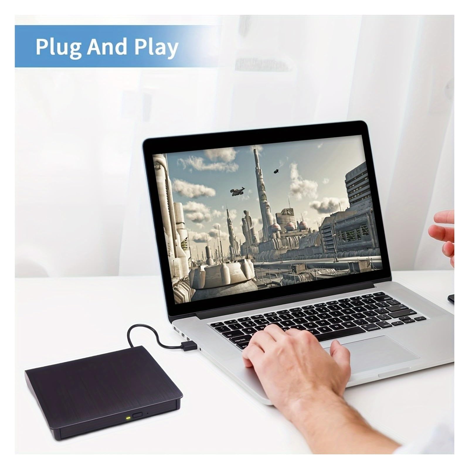 Przenośny zewnętrzny czytnik DVD CD +/-RW USB3.0 Ultracienki napęd optyczny typu Plug and Play Archiwizacja i tworzenie kopii zapasowych danych