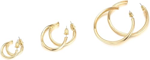 Miniatura 3 de PAVOI 14K Gold Plated Hoop Earrings For Women  2mm Thick Infinity Gold Hoops Women Earrings  Gold Plated Loop Earrings For Women  Lightweight Hoop