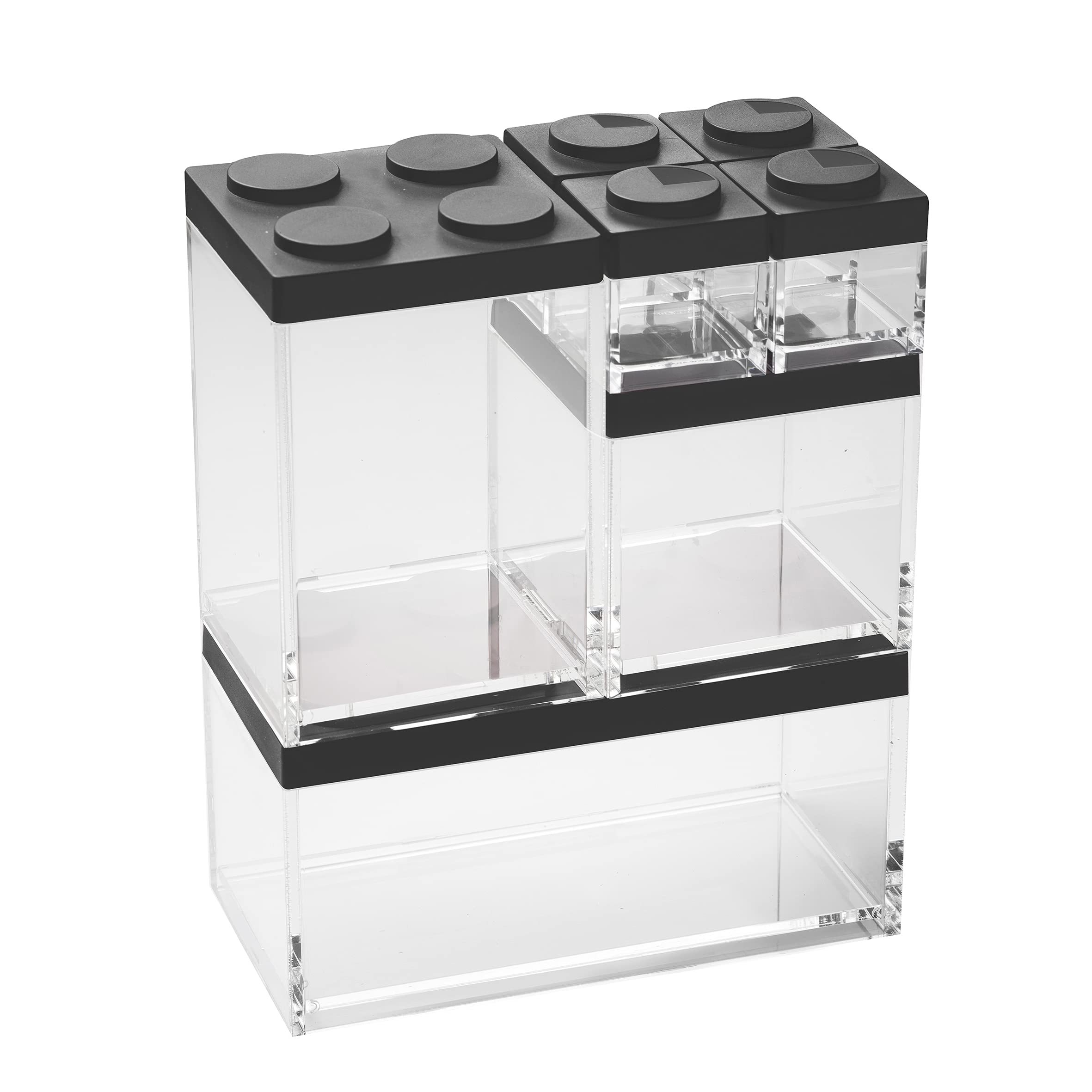 omada Design Set de 3 porte-épices + 4 briques alimentaires avec couvercle empilable et contenant transparent de haute qualité - Brickstore line