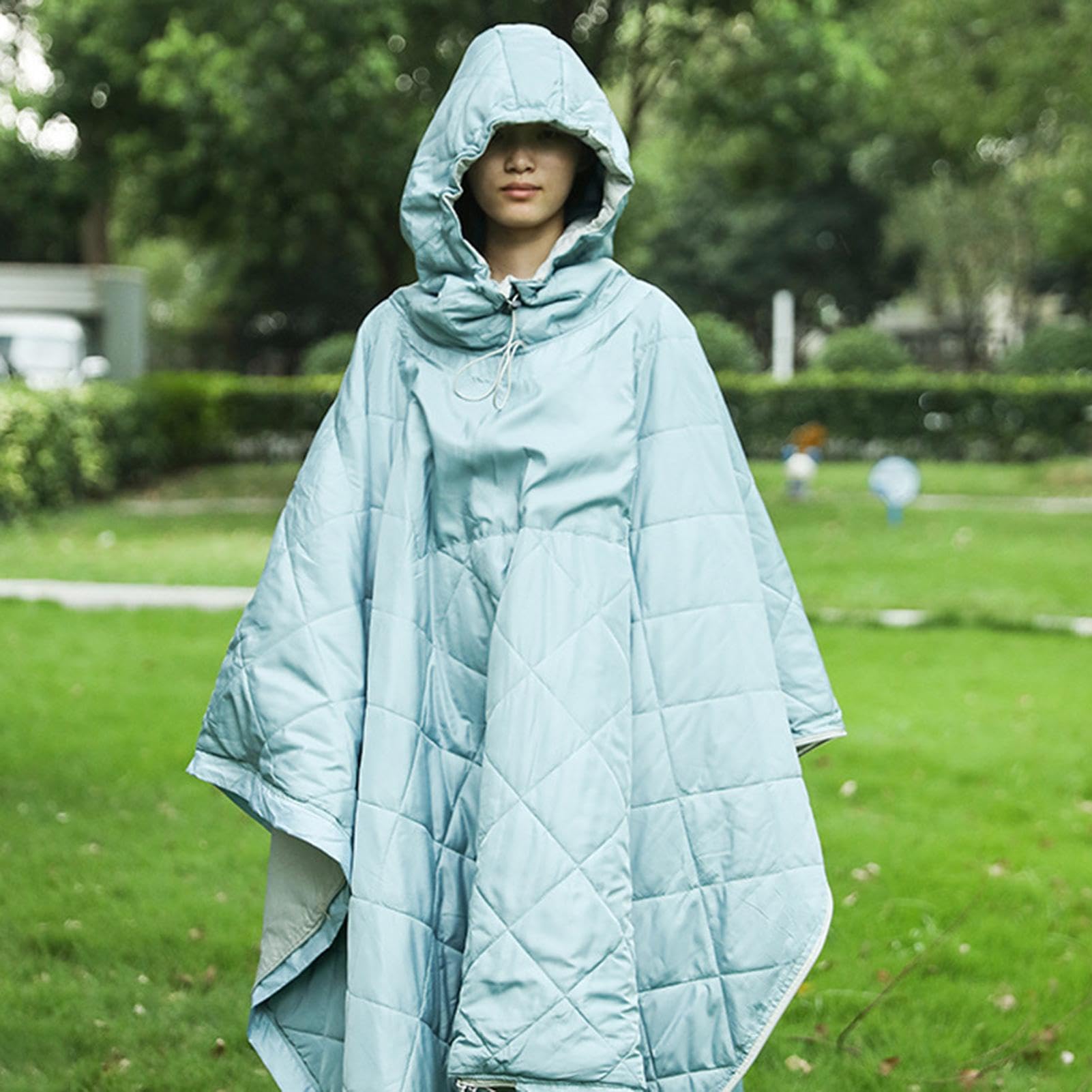 Saco de dormir portátil | Poncho de saco de dormir con capucha | Poncho de manta de camping, saco de dormir portátil, poncho resistente al agua, manta cálida para llevar puesto, poncho de