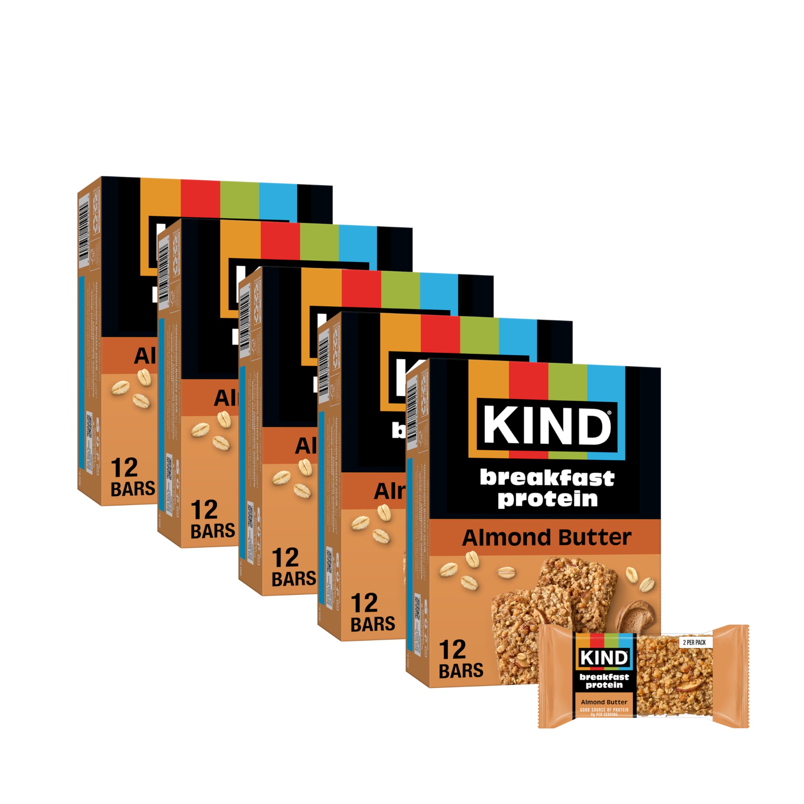 KIND Breakfast Protein Bars, Almond Butter, Healthy Snacks, Gluten Free, 8g Protein, 30 Count