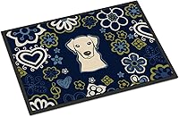 Vista 134 de Caroline's Treasures BB1449JMAT - Tapete de bienvenida de carlino negro, 24 x 36 pulgadas, tapete azul para puerta delantera, para interiores