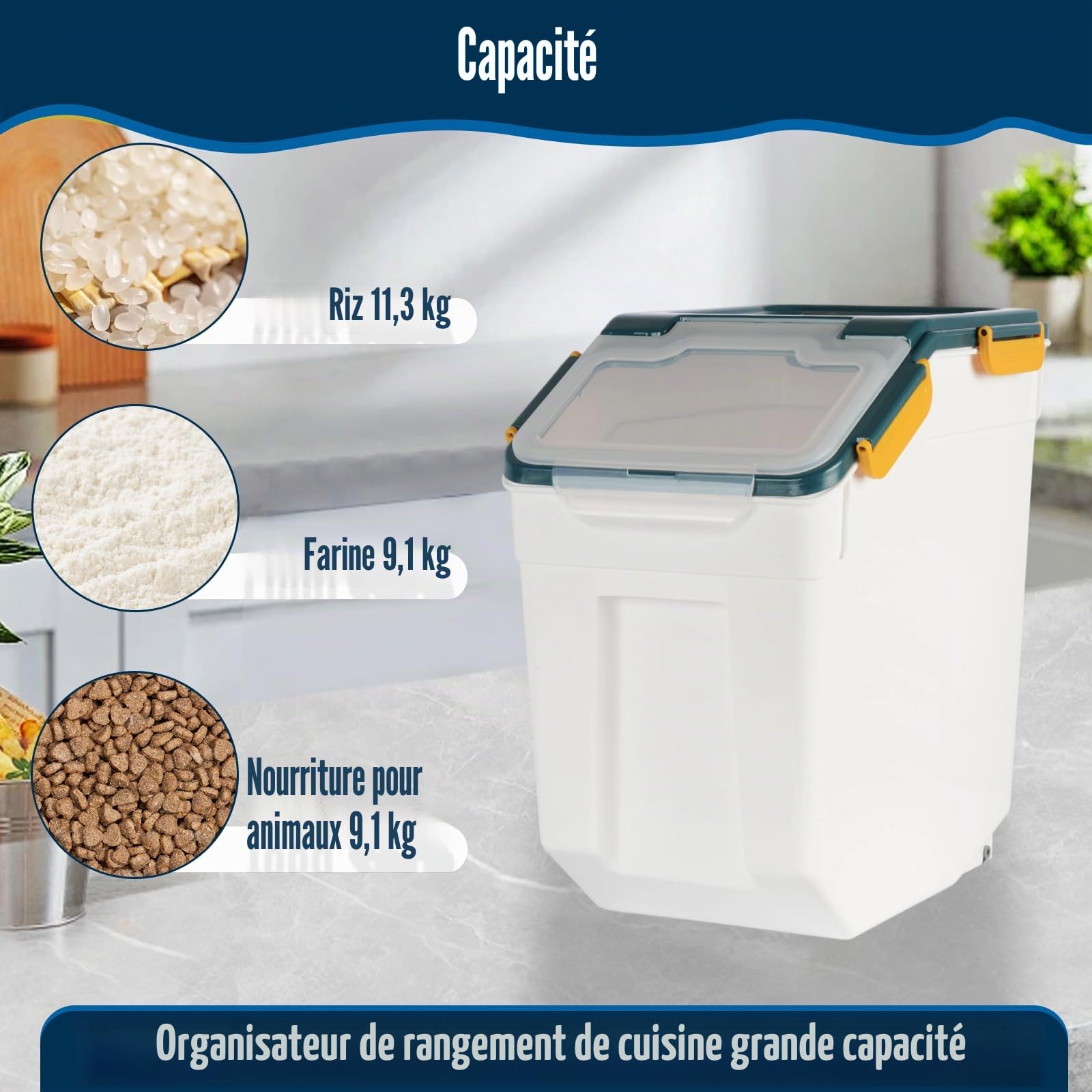 Conteneurs de conservation pour nourriture pour animaux de compagnie, 2 pièces, 15 kg, hermétiques, pour nourriture pour chiens, sans BPA, contenants pour nourriture pour chats avec pelle pour
