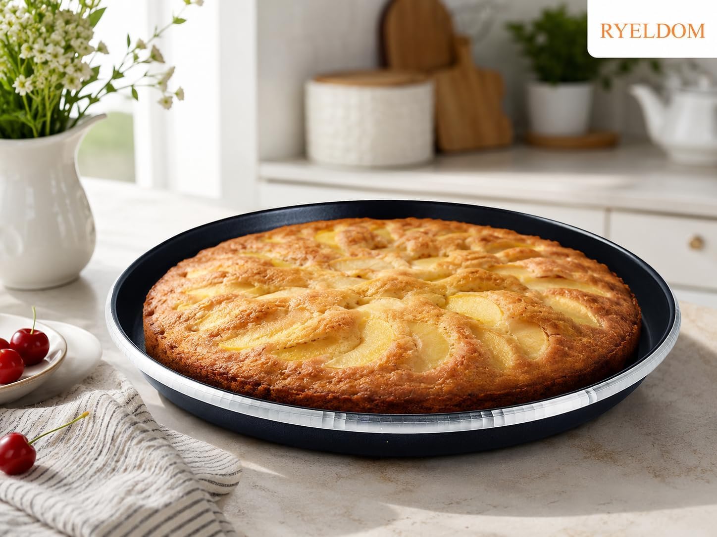 RYELDOM Piatto Crisp da 32 cm per Forni a Microonde, Piatto Doratore con Gommini Antiscivolo, Diametro Base 30,5 cm, Altezza 2,5 cm