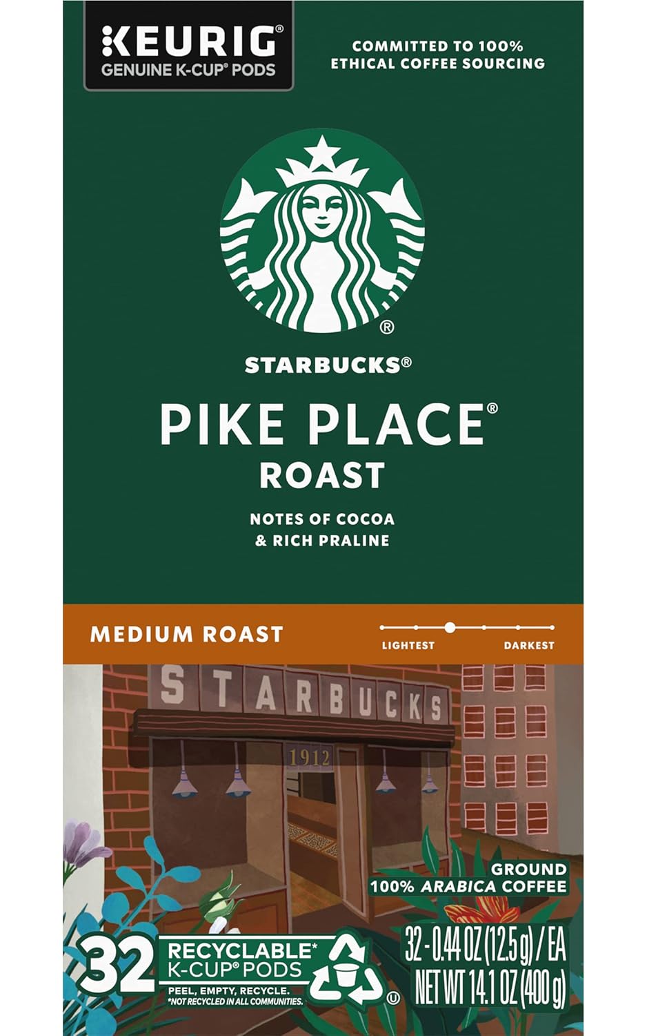 Starbucks® Pike Place Roast K-Cup® Packs, 32-count - Medium Roast (Packaging May Vary)