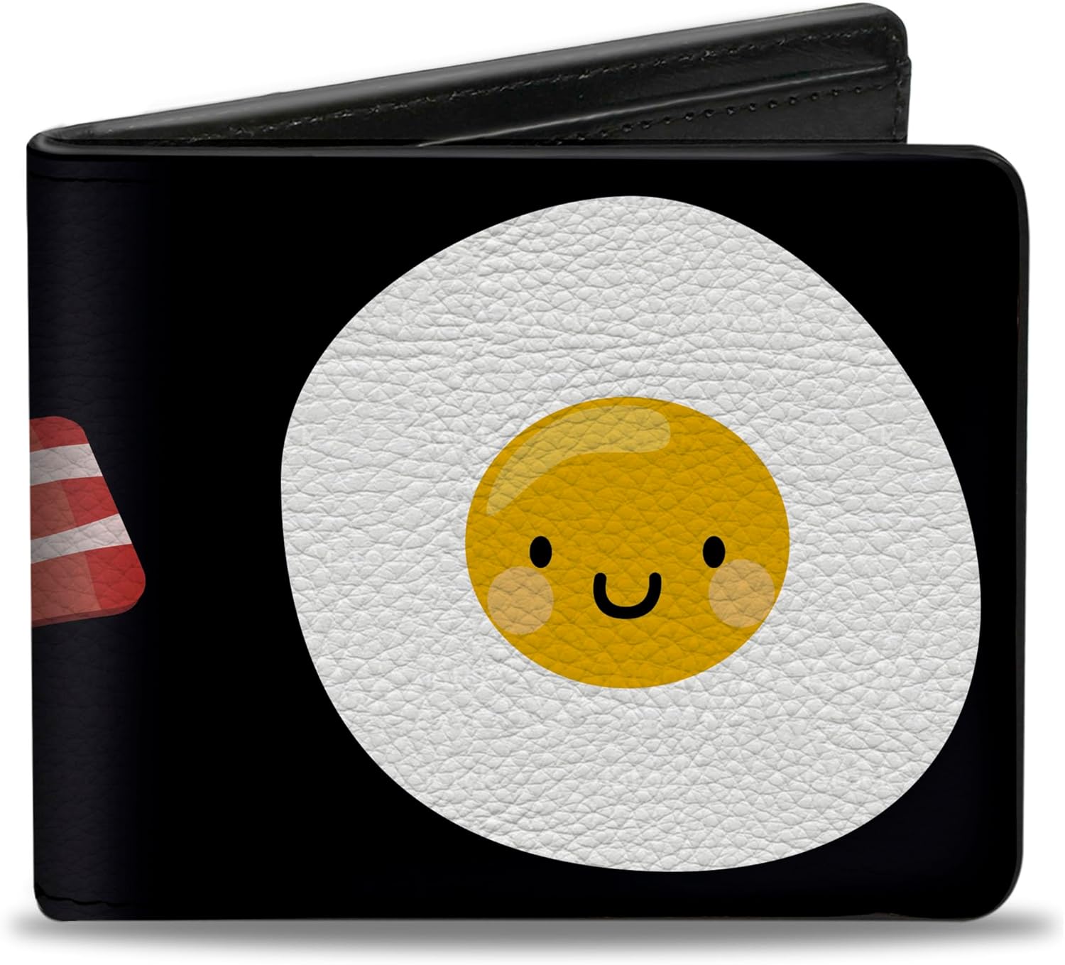 Buckle-Down Men's PU Bifold Wallet-Bacon & Eggs Black, Multicolor, 4.0" x 3.5"