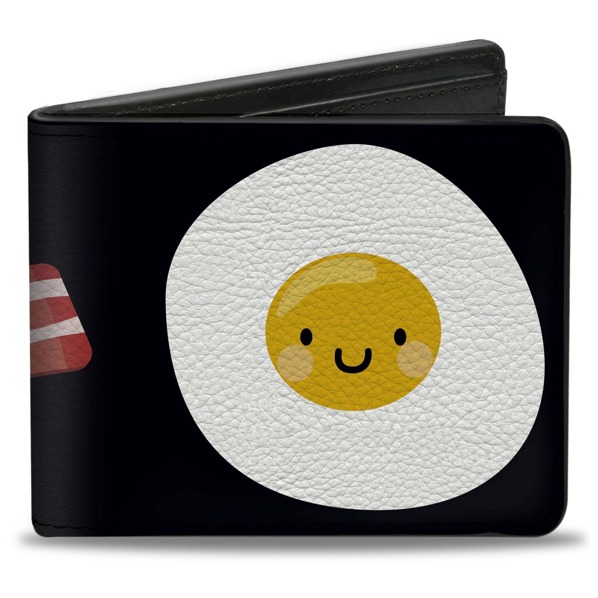 Buckle-Down Men's PU Bifold Wallet-Bacon & Eggs Black, Multicolor, 4.0