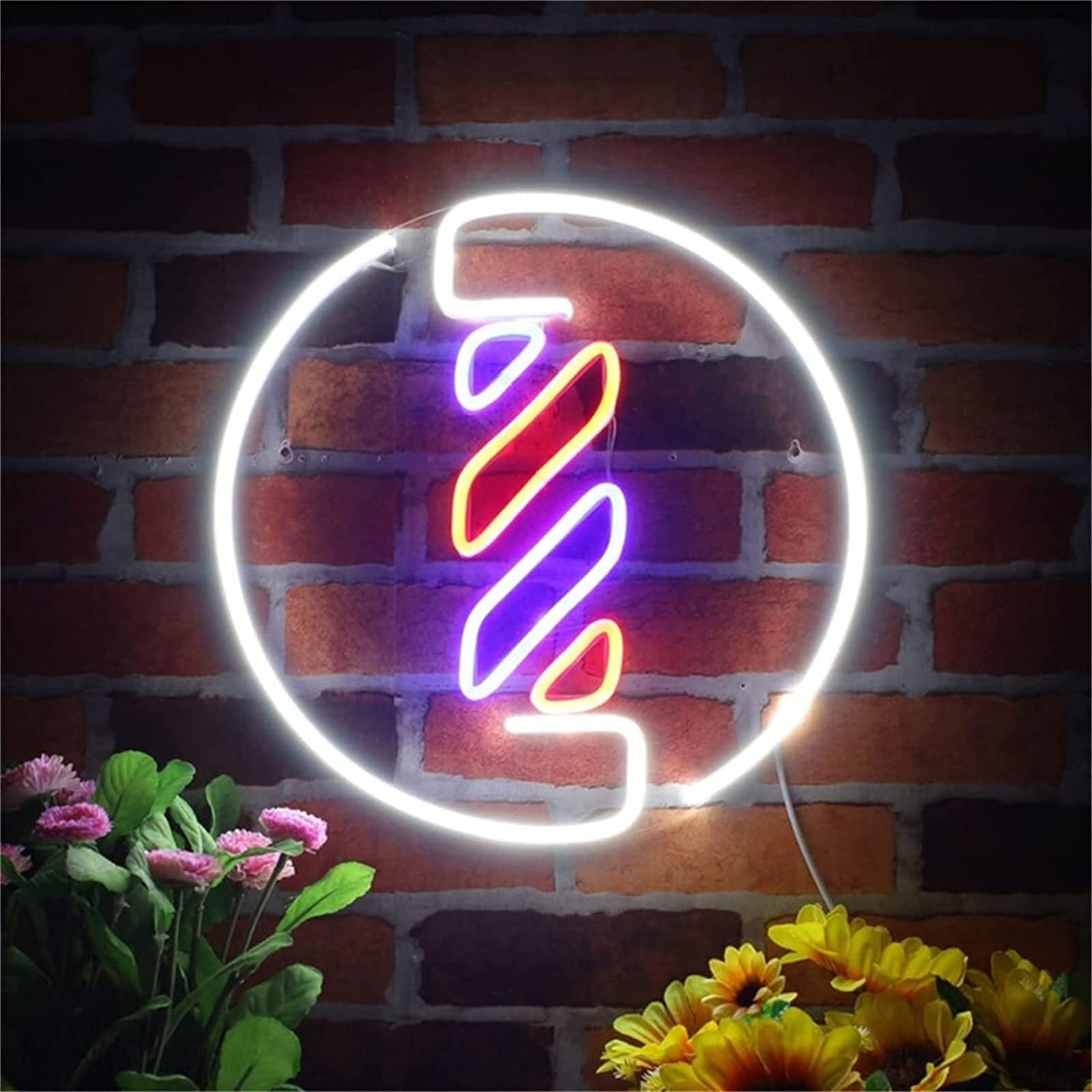 XCC Barber Pole Neon Sign Led Modeling Light Luminous Letters Signboard Acrylic Panel Neon Decorative Light, 30X30cm (Color : A)
