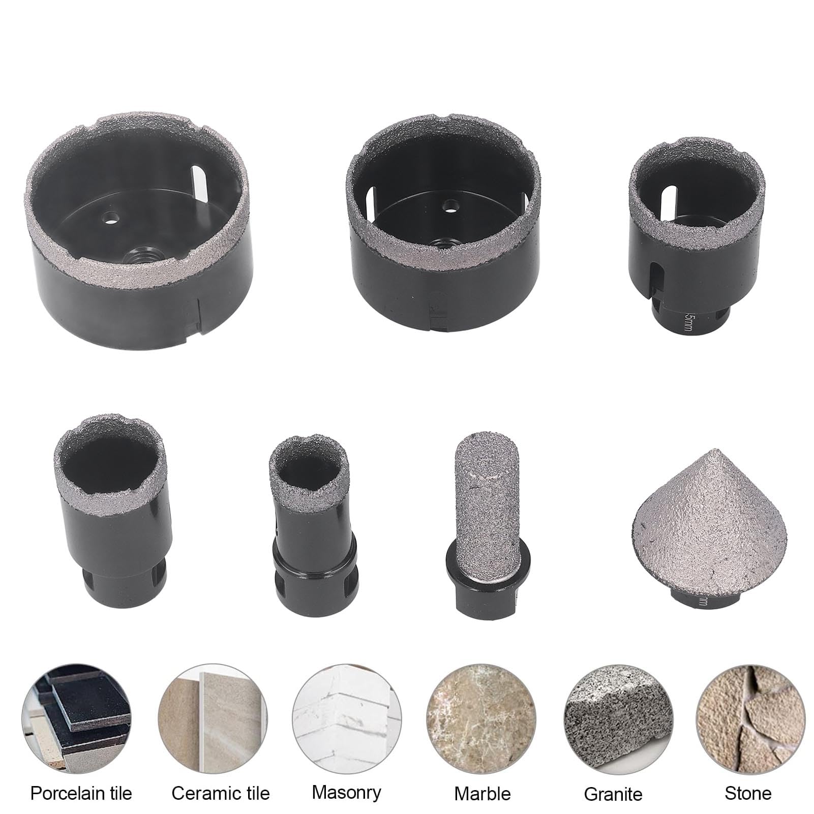 7-częściowy zestaw wierteł diamentowych, zestaw diamentowych otwornic, wiertło rdzeniowe M14 25 do 75 mm wiertło palcowe, wiertło szklane do ceramiki, szkła