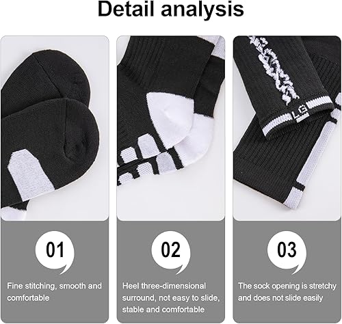 Miniatura 3 de DBXIIART 5 pares de calcetines deportivos para hombre, gruesos, protectores, deportivos, acolchados, baloncesto, fútbol, al aire libre, correr,