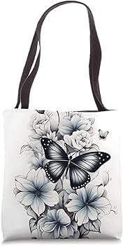Amazon.com: Butterfly And Flower Black And White Minimal Art