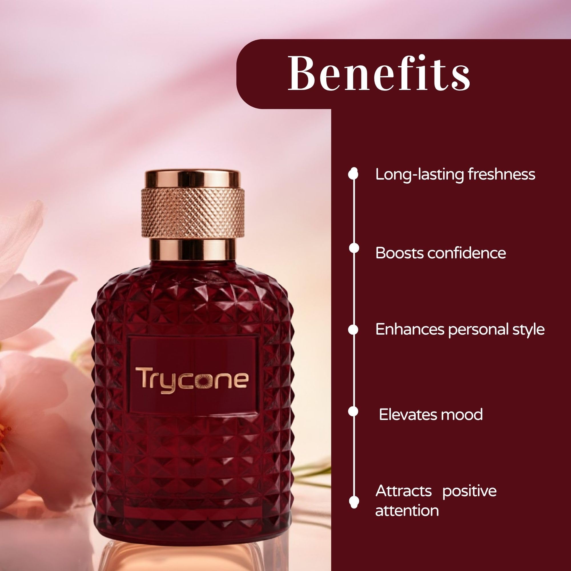 Trycone Belloria Eau de Parfum for Women | Fruity Freshness of Pomegranate & Yuzu with Peony, Lotus & Soft Musk | Long-Lasting Luxury Fragrance, 50 ml 1