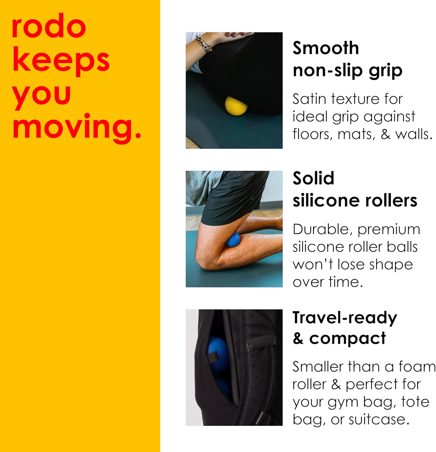 Rodo 2-in-1 Peanut & Lacrosse Ball Roller (Soft & Firm) | Fascia Massage & Mobility Tool | Deep Tissue Pain Relief | Foam Roller Alternative for Plantar Fasciitis, HIPS, Back, Legs | Travel Friendly