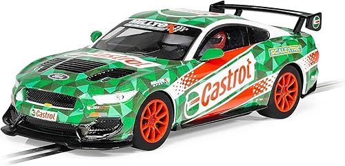 Scalextric Ford Mustang GT4 Castrol 132 Drift 360 Guideblade Slot Race Car C4327