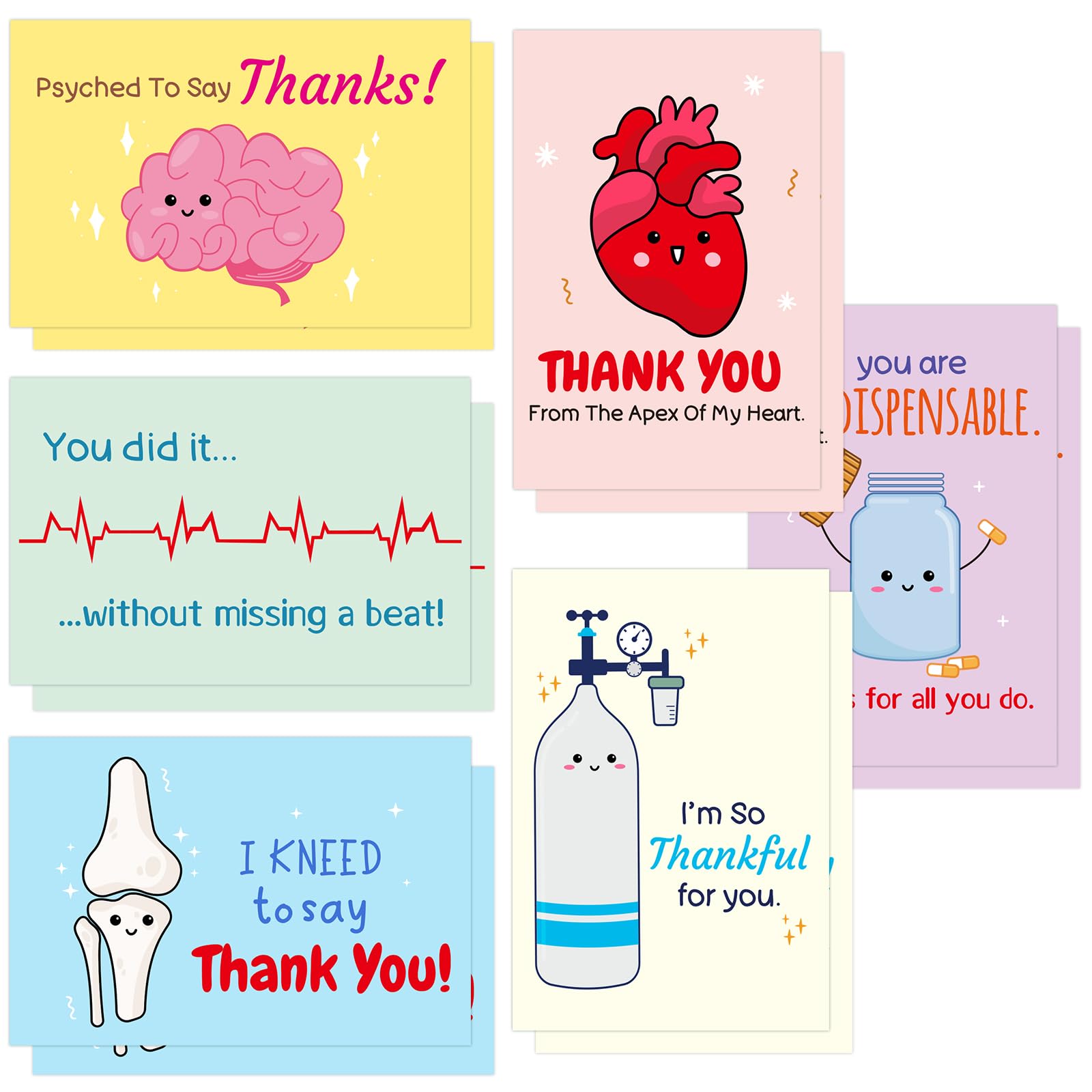ceiba tree Funny Thank You Cards for Nurses and Doctors 24Pack Cute Appreciation Cards for Medical Healthcare Workers with Envelopes