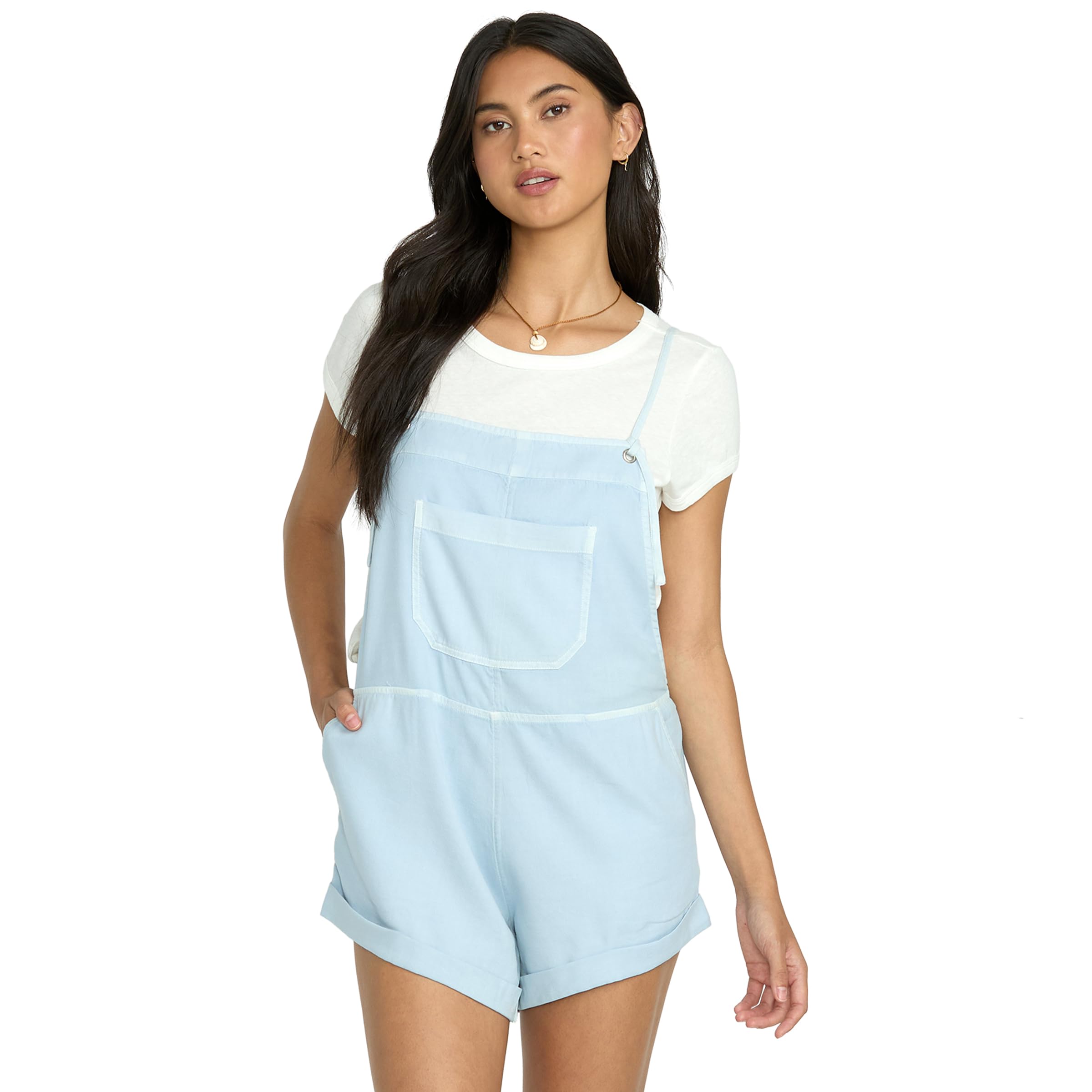 Billabong Wild Pursuit Salopette en Chambray Délavé, Salopette en Jean pour Femme Taille M, Medium