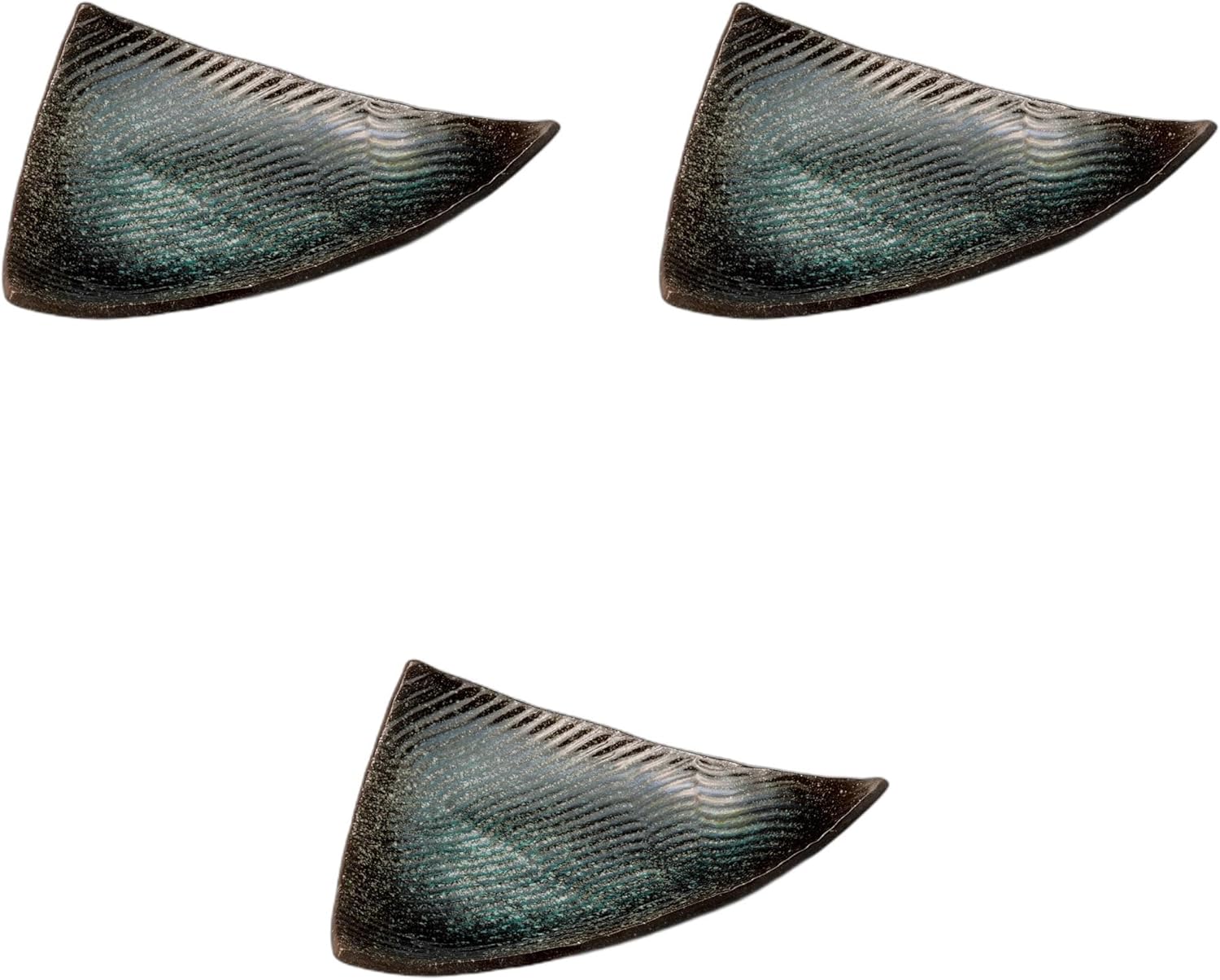 3個セット 新緑ビードロ（波彫）三角皿 [ 23&times;17&times;4cm ] | 変形皿陶磁器 強化 セトモノホンポ(Setomonohonp