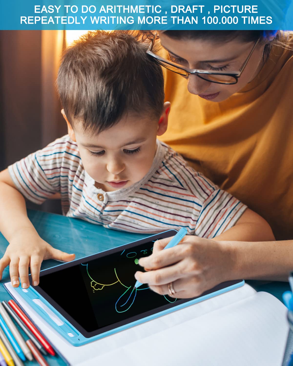 2 piezas Tableta de Escritura LCD para Niños, 10 Pulgadas Tablero de Dibujo LCD Tableta Gráfica con Lápiz, Pantalla Colorida Borrable Reutilizable Juguete Educativo para Niñas Niños de 3+ Años